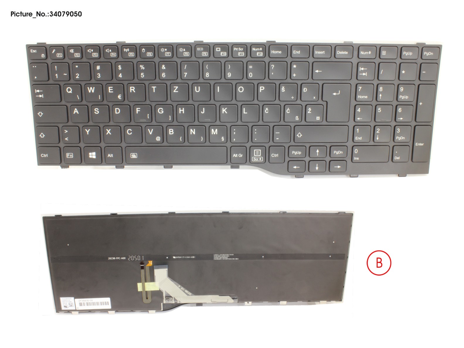 KEYBOARD BLACK W/ BL EASTERN EUROPE