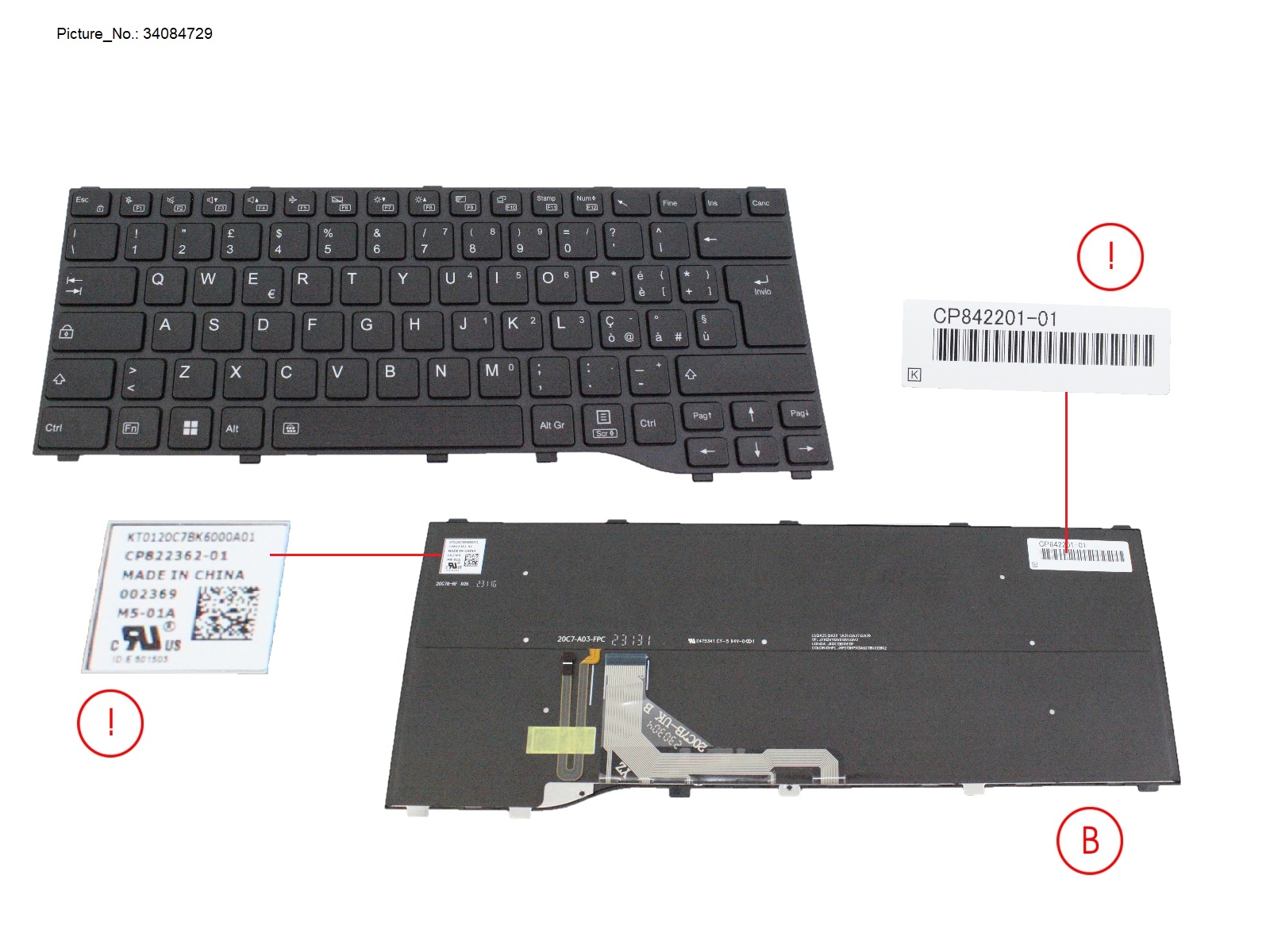 KEYBOARD BLACK W/ BL ITALY (NEW_FN)