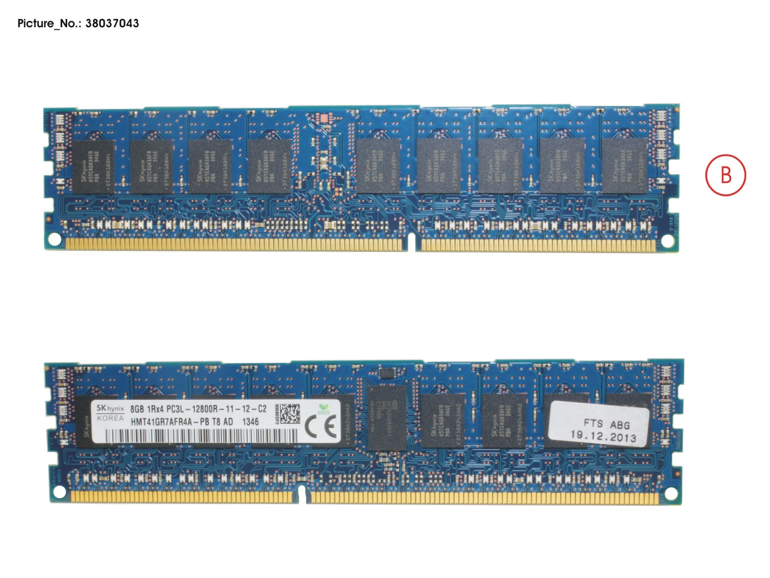 Fujitsu 8 GB DDR3 RG LV 1600 MHZ PC3-12800 1R -  refurbished 