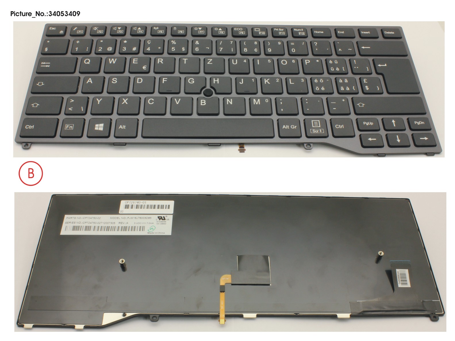 KEYBOARD BLACK W/ TS SWISS