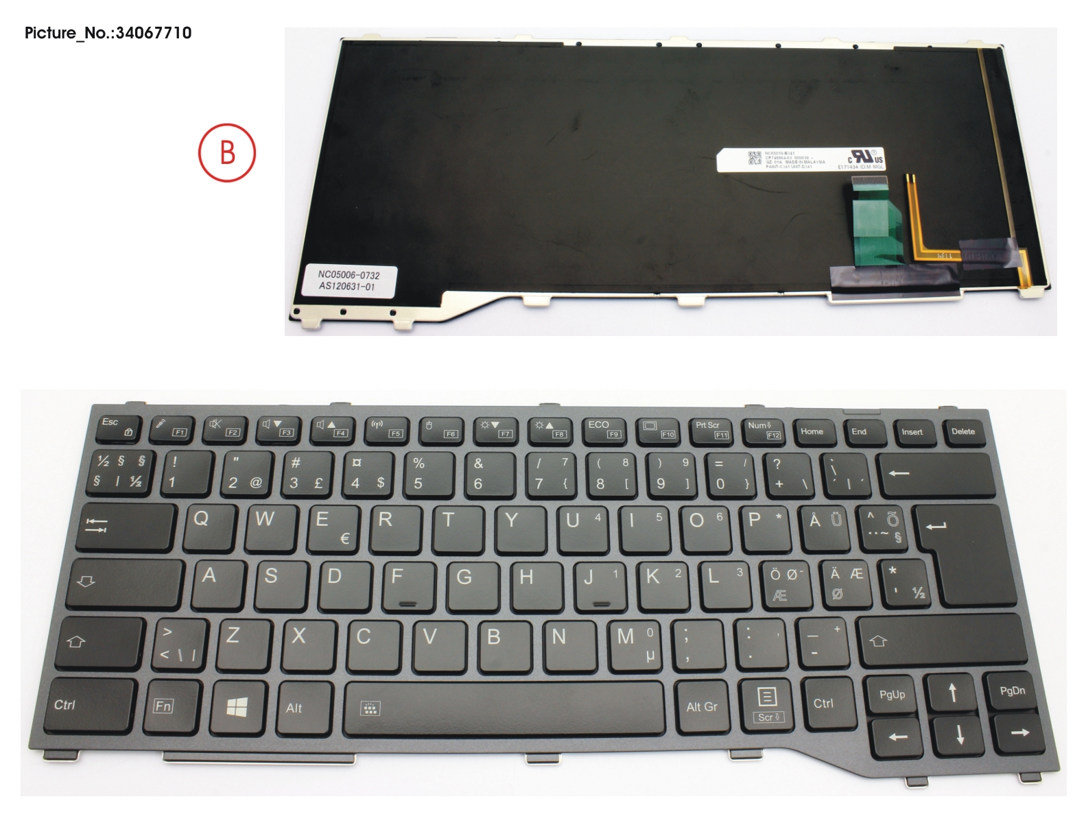 FUJITSU KEYBOARD W/ BL NORDIC