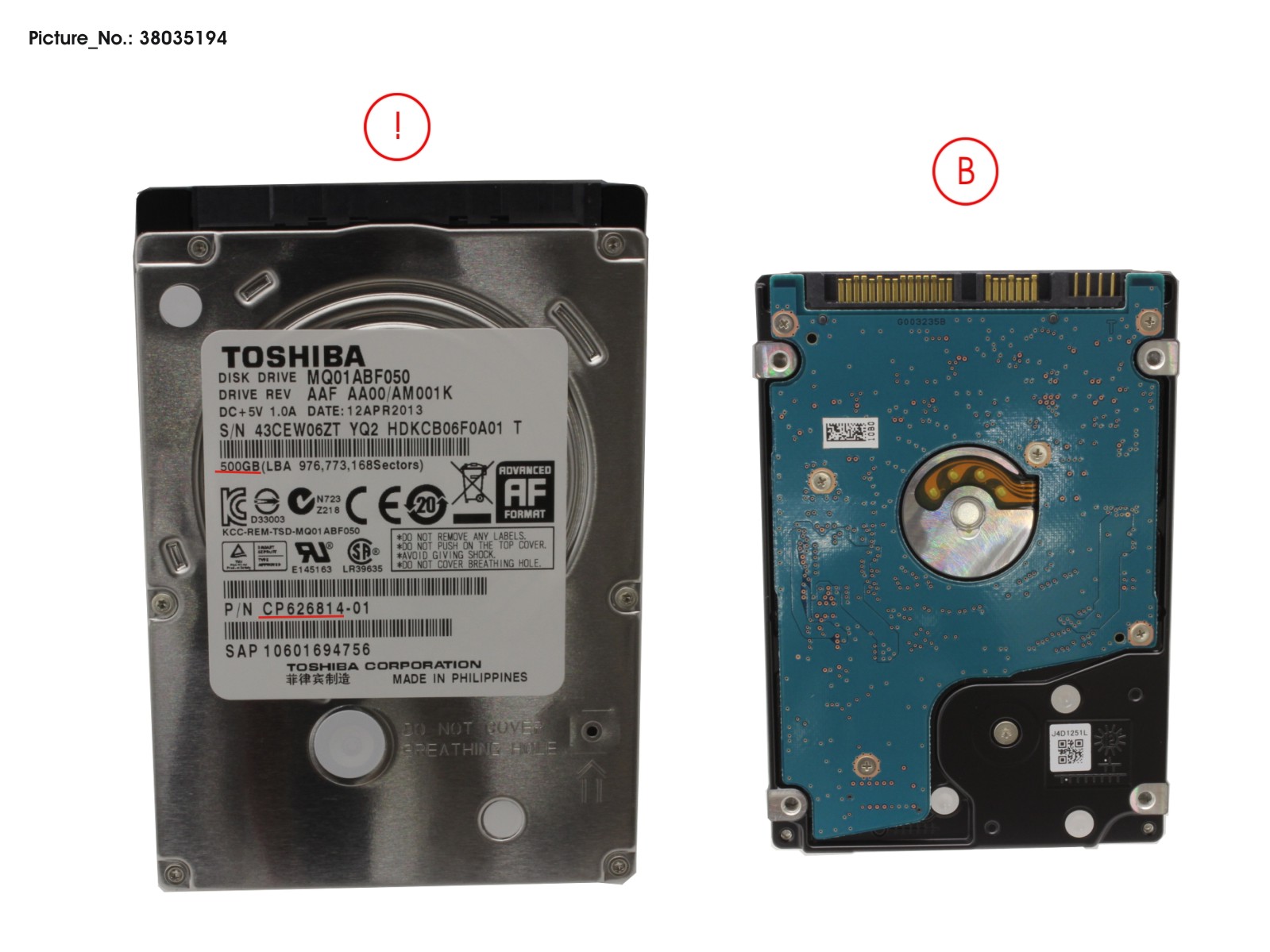 FUJITSU HDD 500GB SATA2-5 5,4K/TOS 4K-AF (7MM)