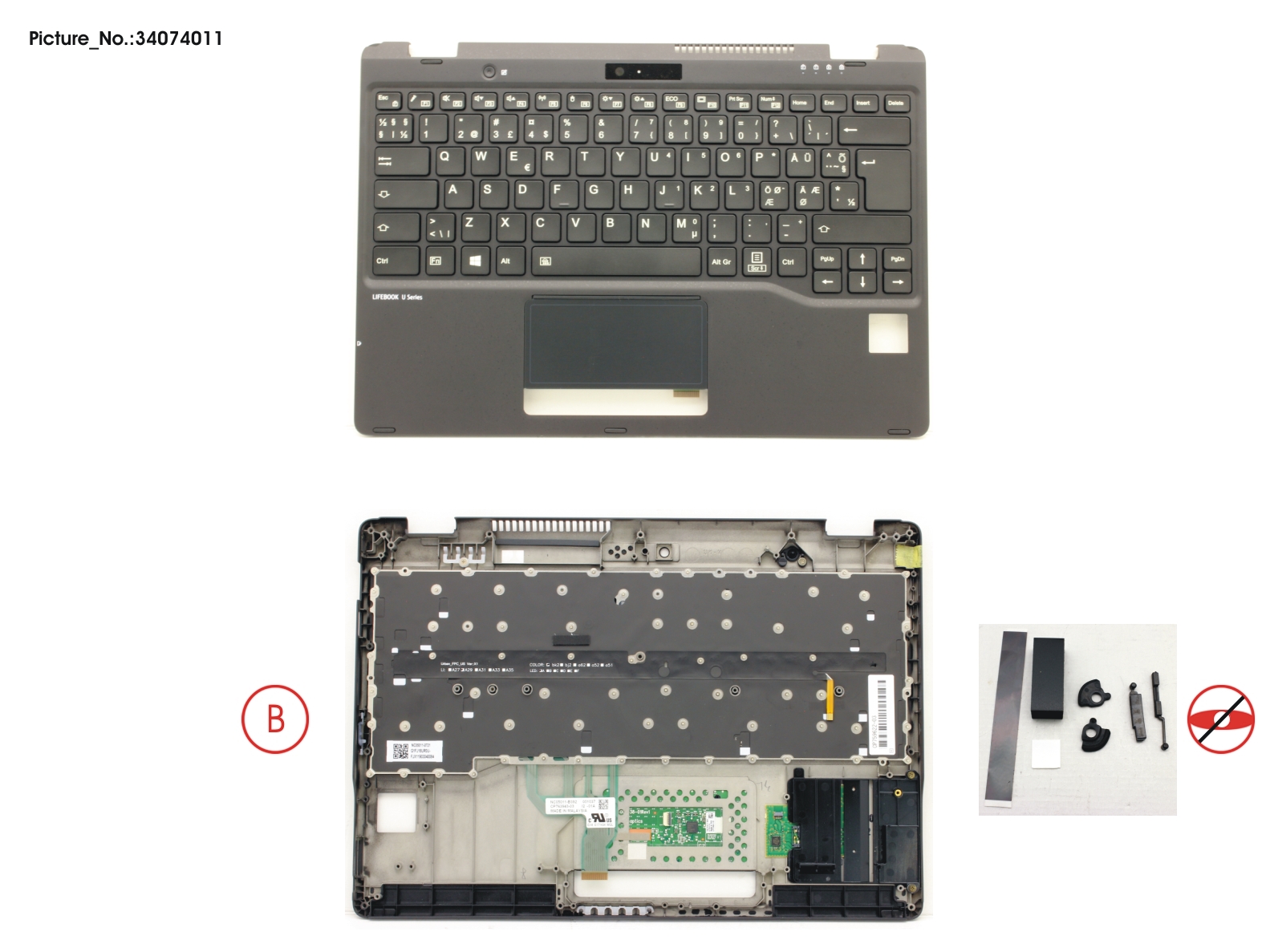 UPPER ASSY INCL. KEYB NORDIC FOR PV