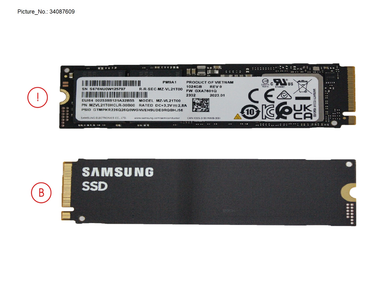 SSD PCIE M.2 2280 1TB (PM9A1 NON-SED) SSD PCIE M.2 2280 1TB (PM9A1 NON-SED)