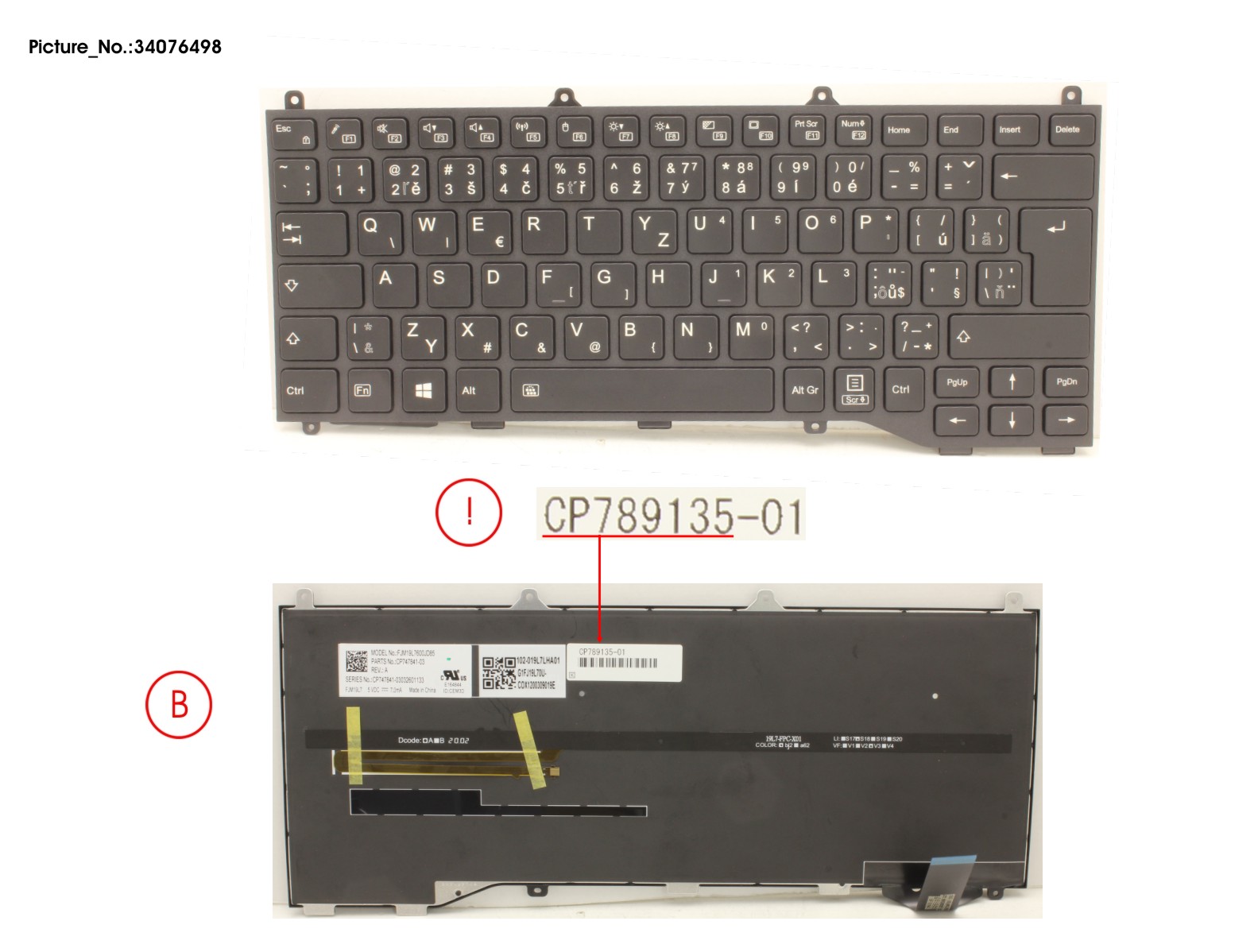 KEYBOARD BLACK W/ BL CZECH/SLOVAKIA