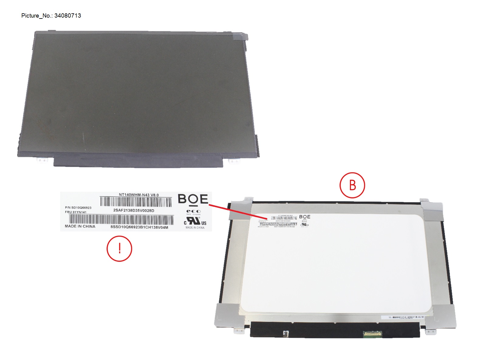 LCD PANEL BOE AG, NT140WHM-N43 (EDP,HD)