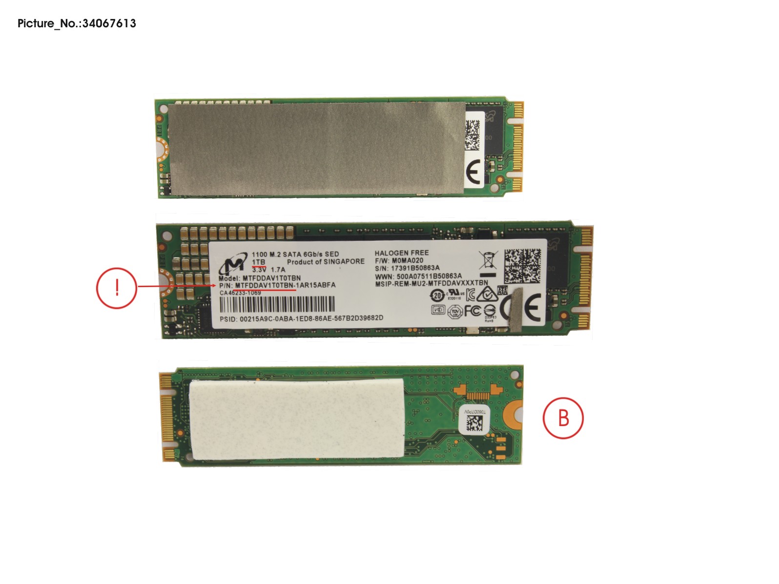 SSD S3 M.2 2280 1TB (FDE) W/RUBBER