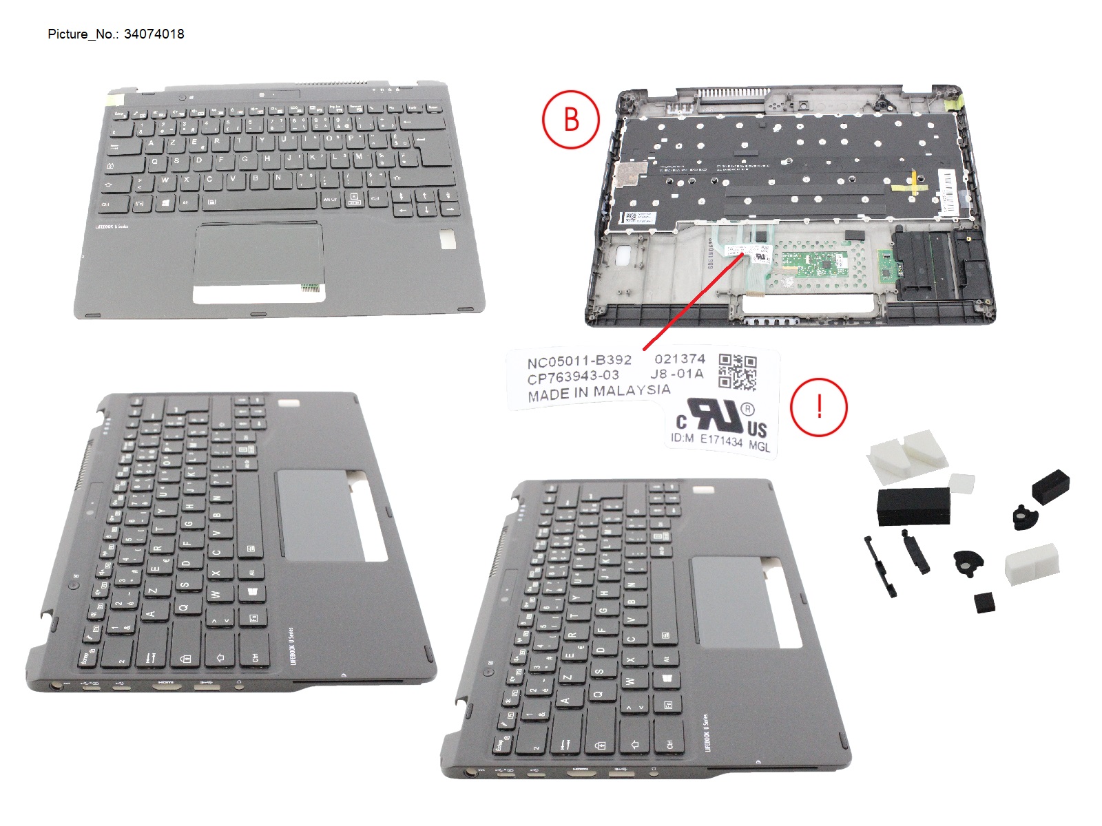 UPPER ASSY INCL. KEYB FRANCE W/FP(ALT)