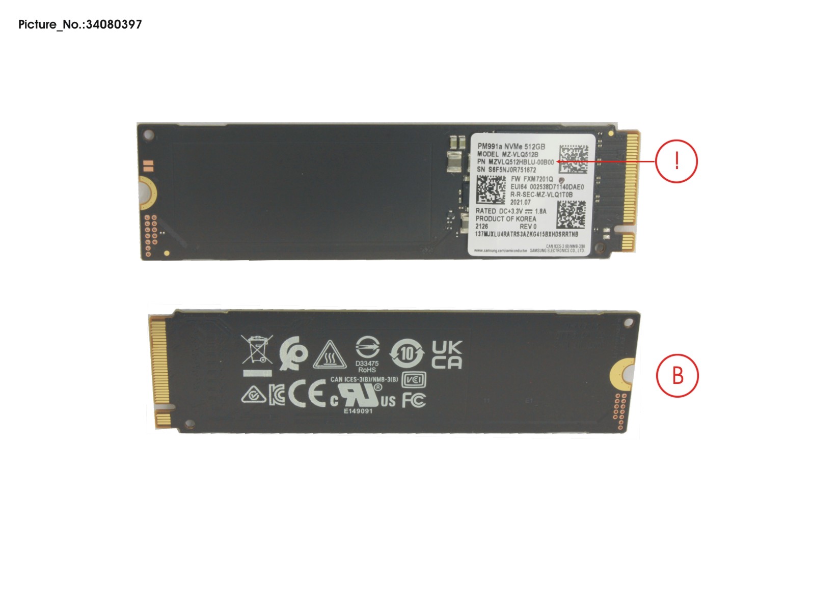 SSD PCIE M.2 2280 512GB PM991A