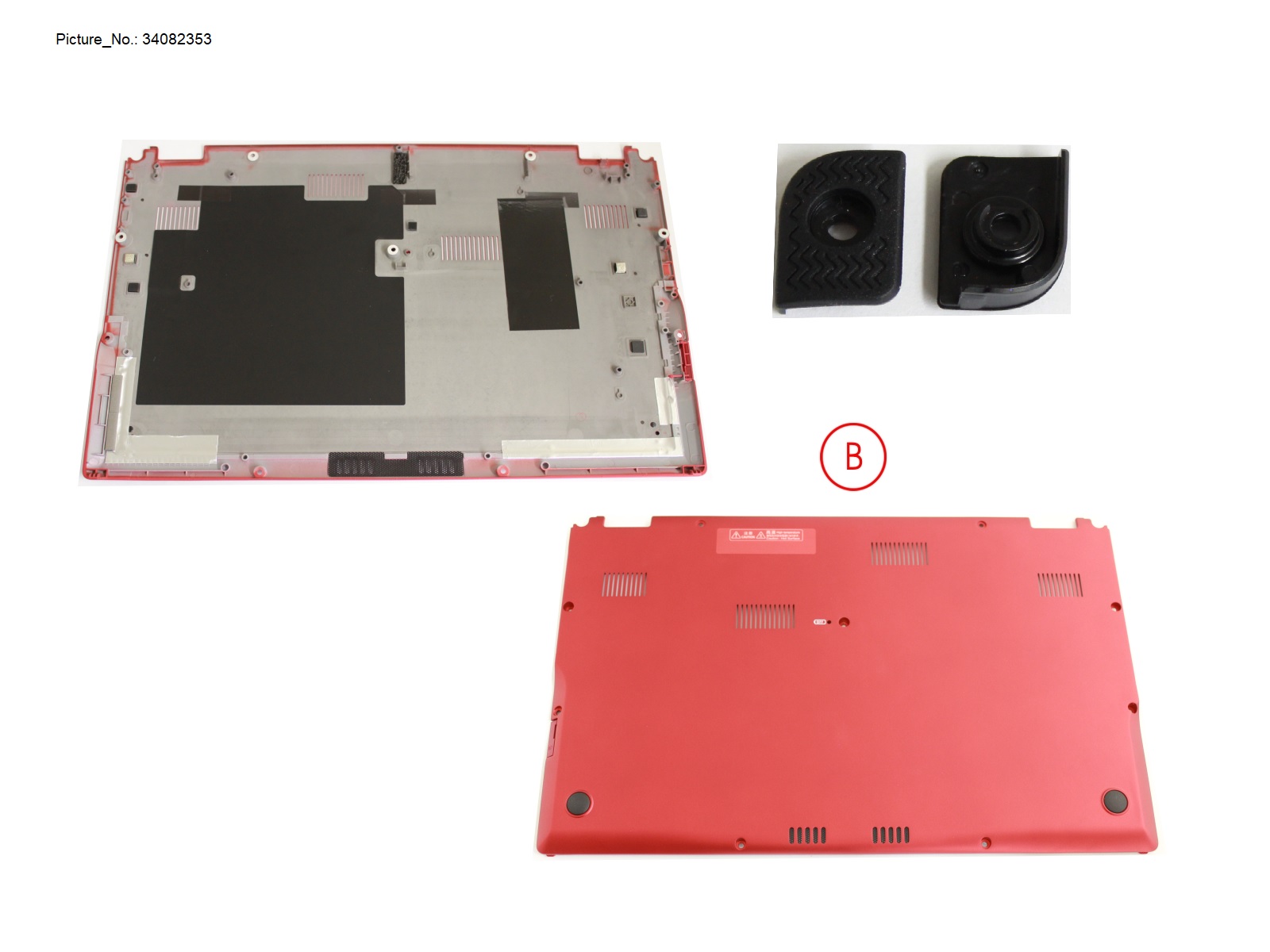 LOWER ASSY RED W/ SIM CARD SLOT