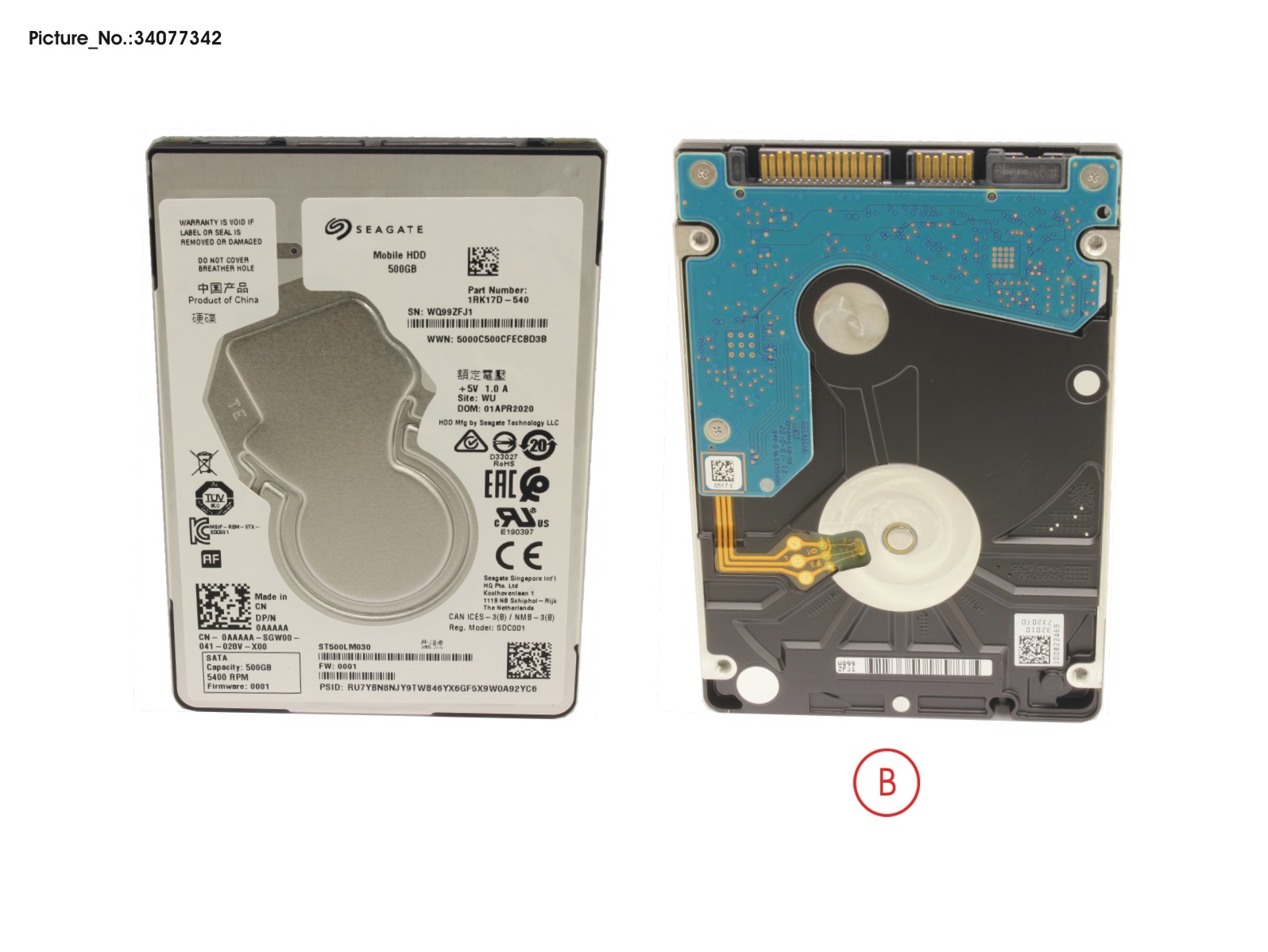 HDD 500GB SATA2-5 S3 5,4K/SGT 4K-AF(7MM)