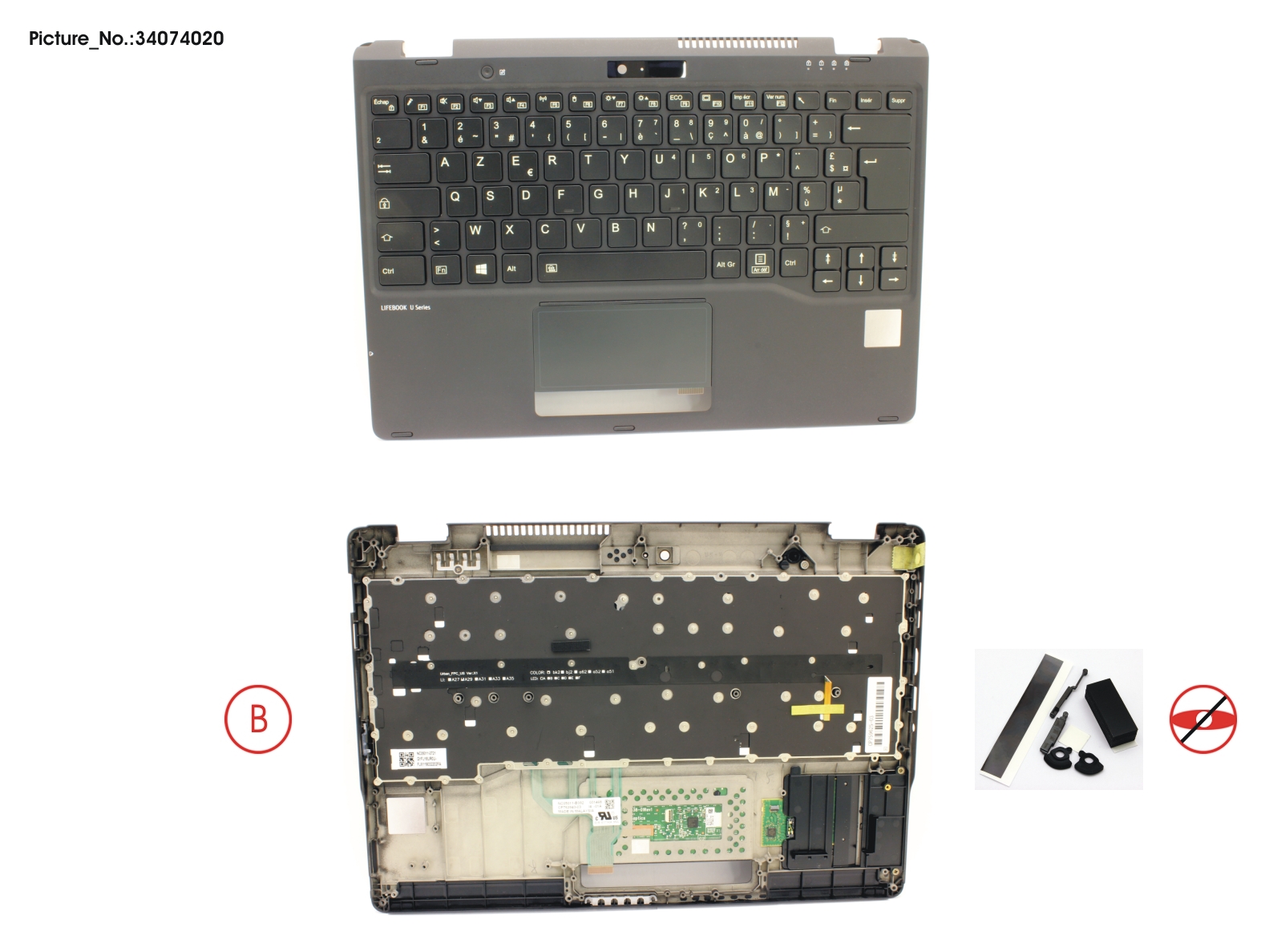 UPPER ASSY INCL. KEYB FRANCE FOR PV