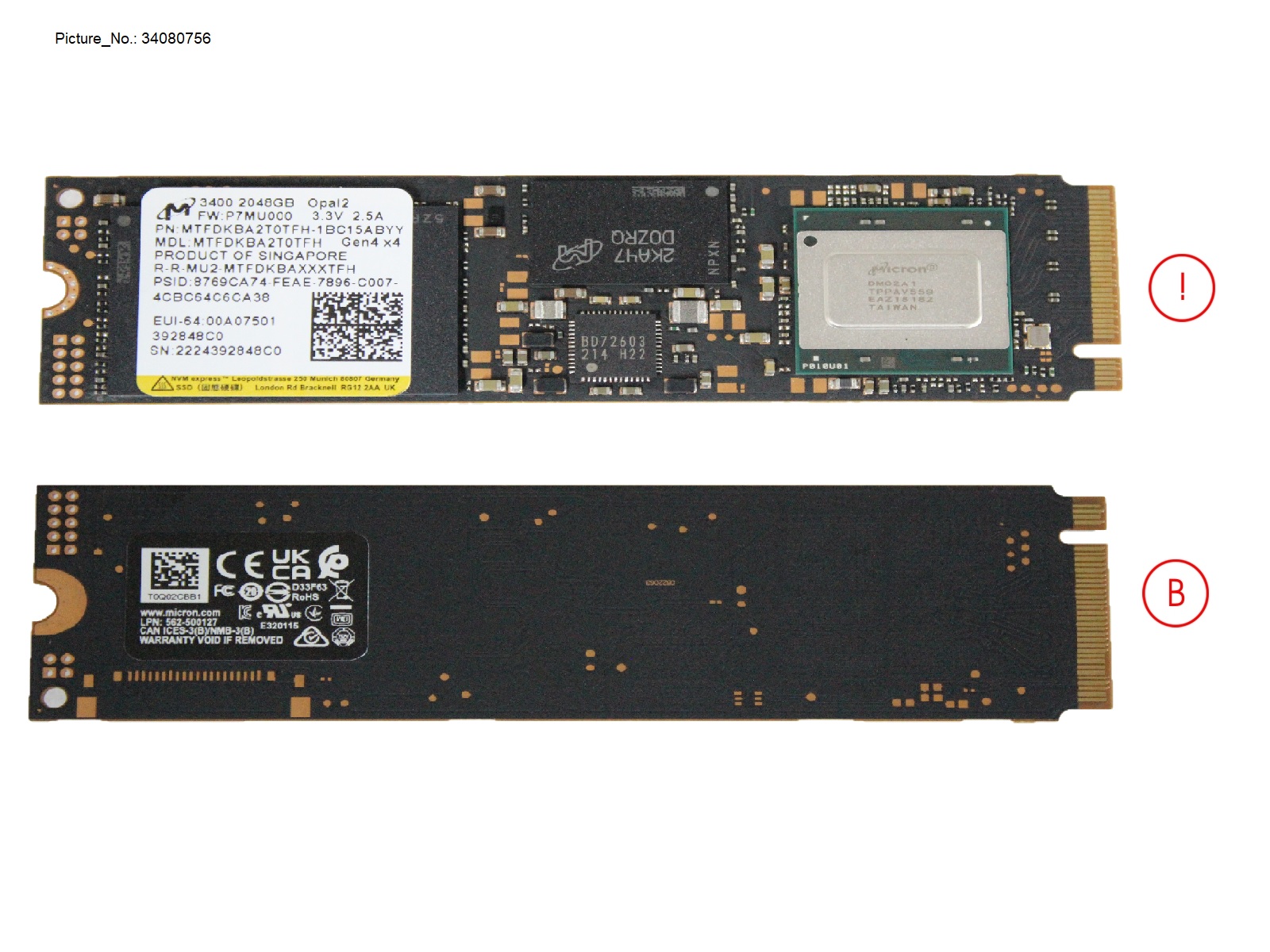 SSD PCIE M.2 2280 2TB 3400 (SED) SSD PCIE M.2 2280 2TB 3400 (SED)