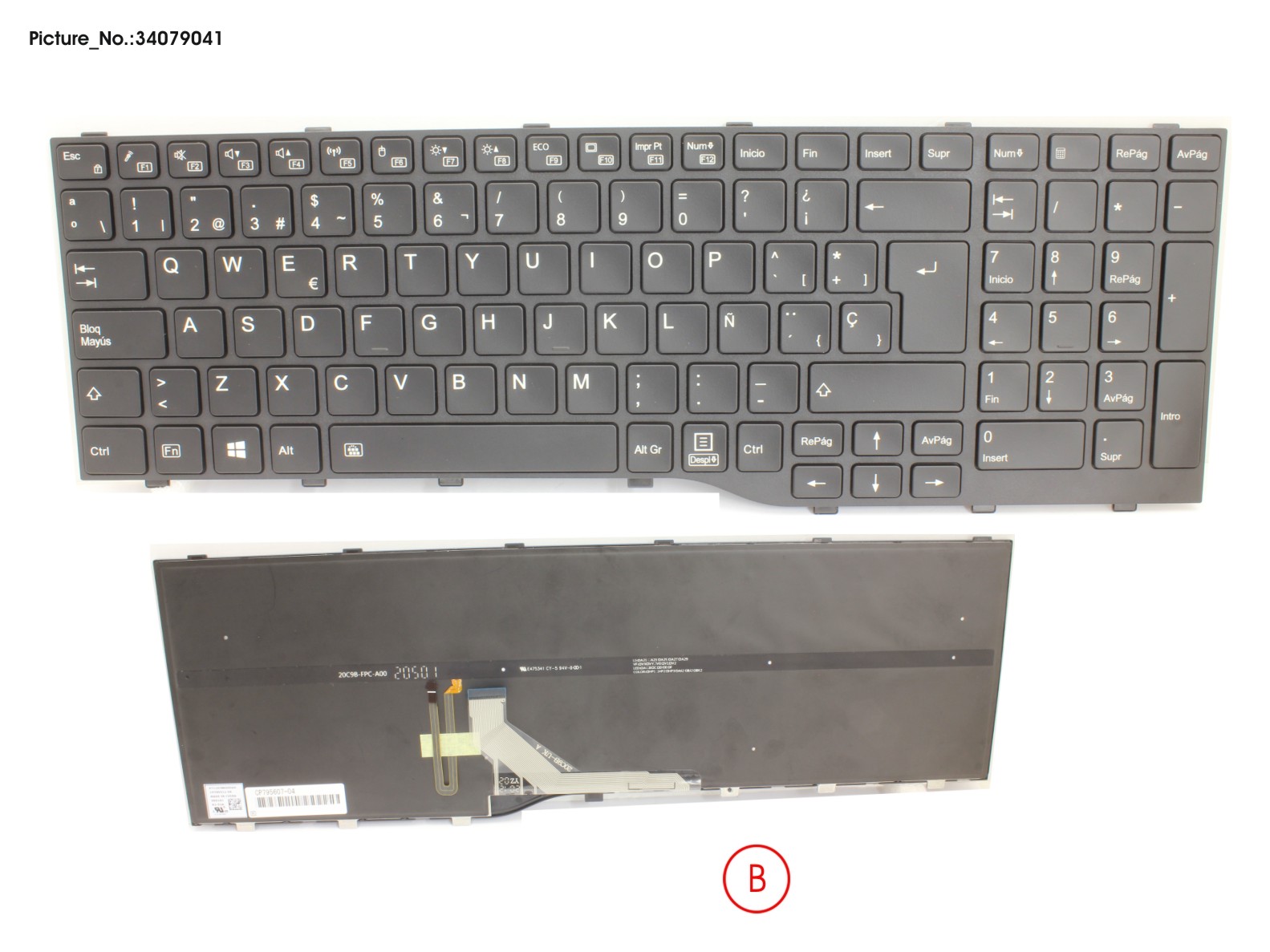 FUJITSU KEYBOARD BLACK W/ BL SPAIN