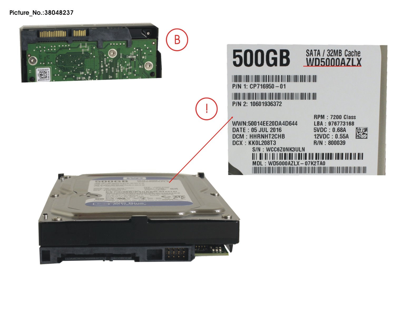 HDD 500GB SATA S3 7.2K 3.5 4K