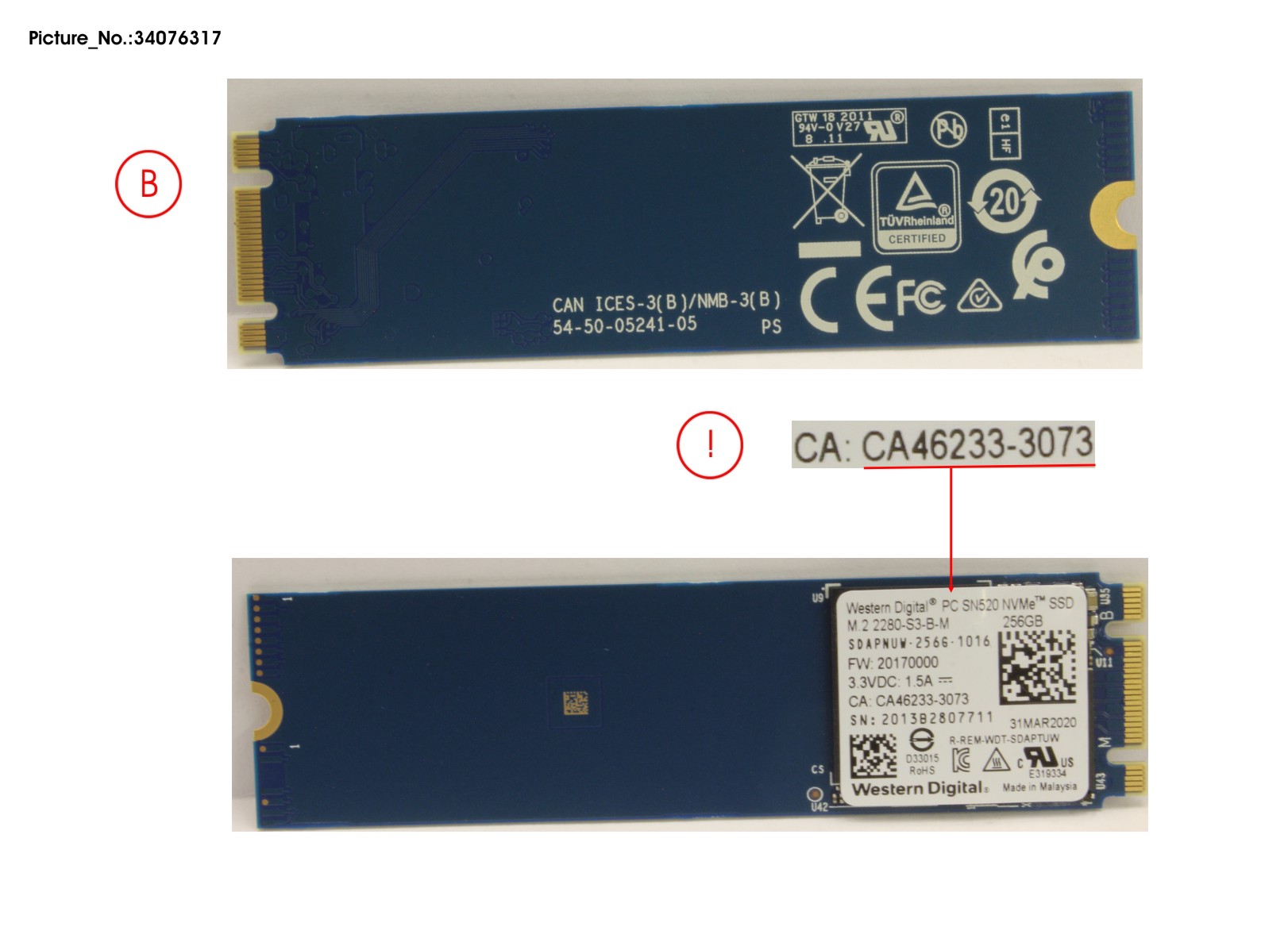 SSD PCIE M.2 SN520 256GB (NON-SED)