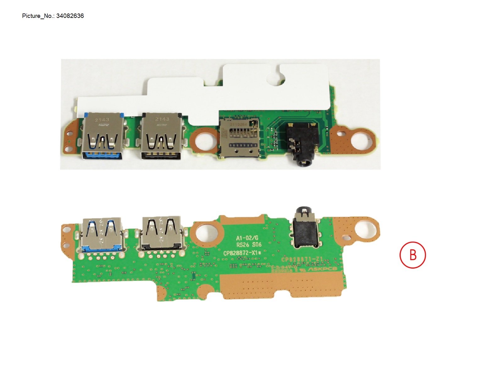 SUB BOARD, AUDIO/USB/SD CARD