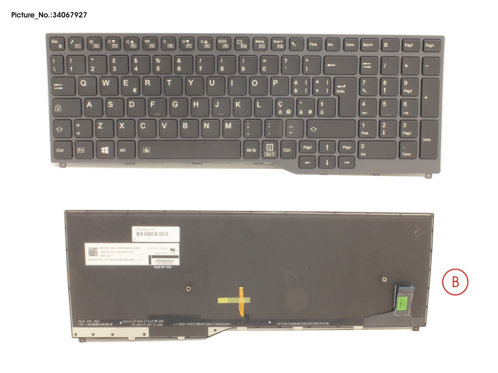 FUJITSU KEYBOARD 10KEY BLACK W/ BL ITALY FUJITSU KEYBOARD 10KEY BLACK W/ BL ITALY