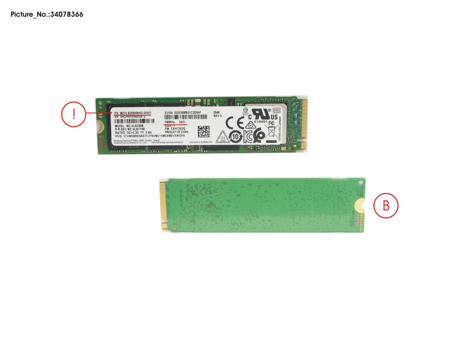 SSD PCIE M.2 2280 256GB PM981A (SED)