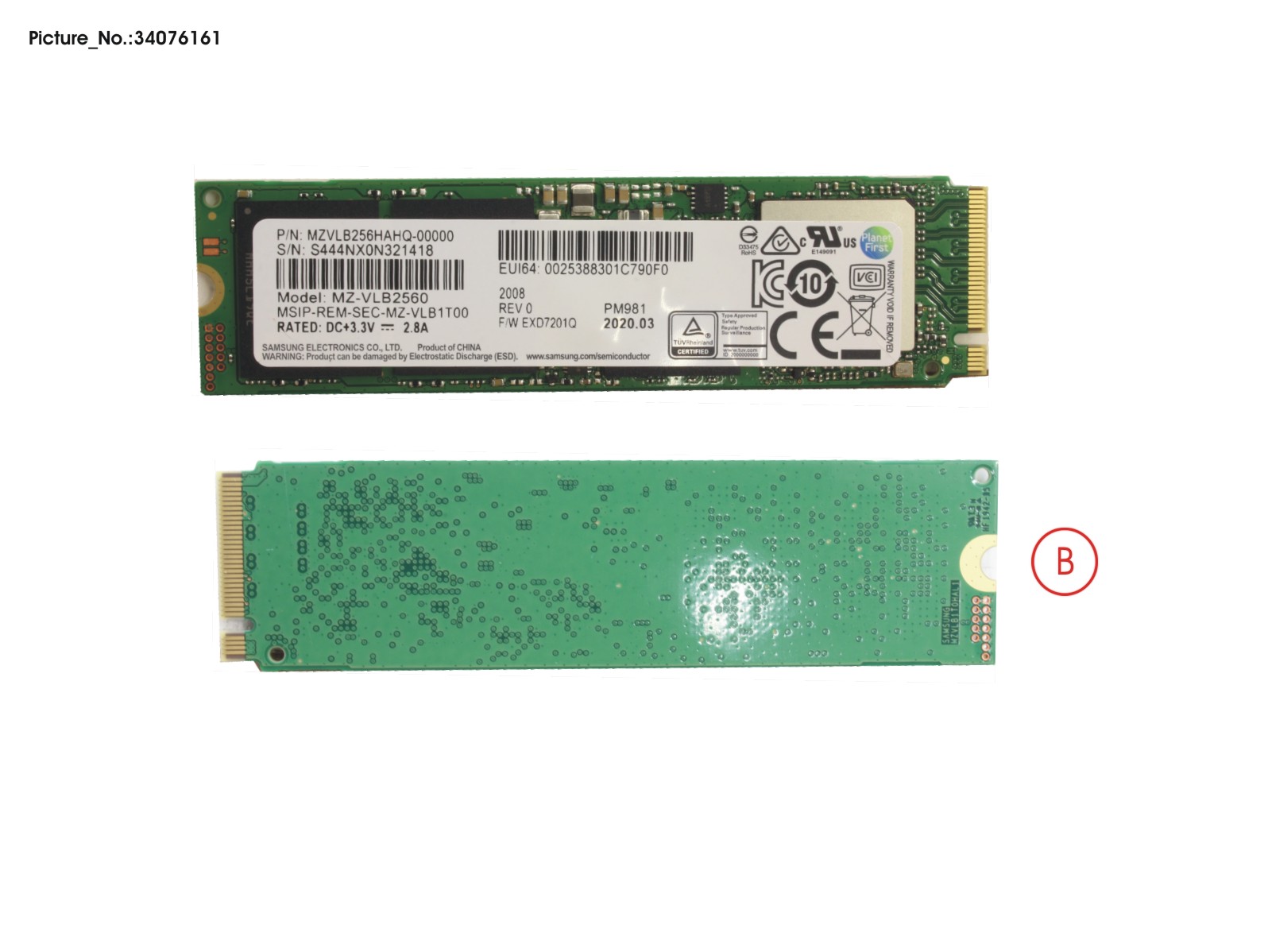 SSD PCIE M.2 2280 PM981 256GB(SED)