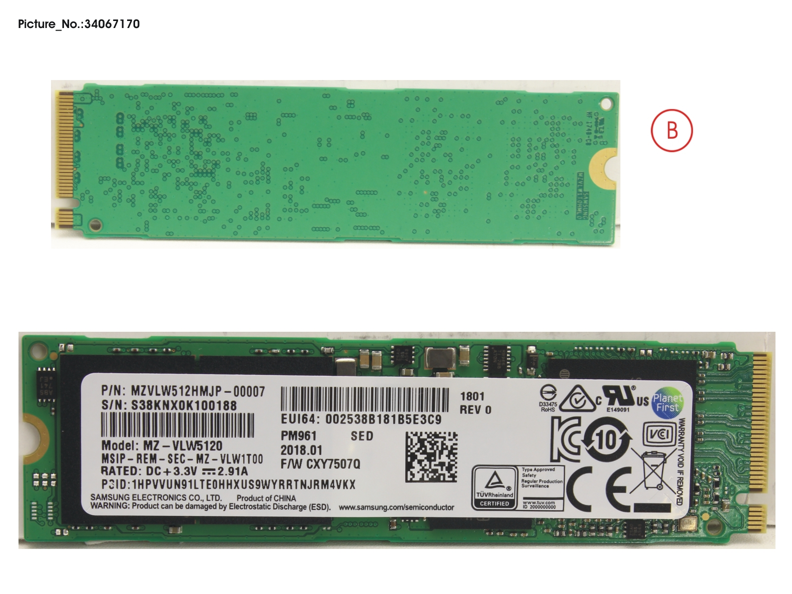 SSD PCIE M.2 2280 PM961 512GB(FDE)