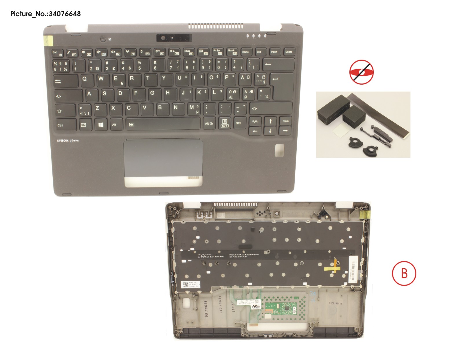 UPPER ASSY INCL. KEYB NORDIC W/FP