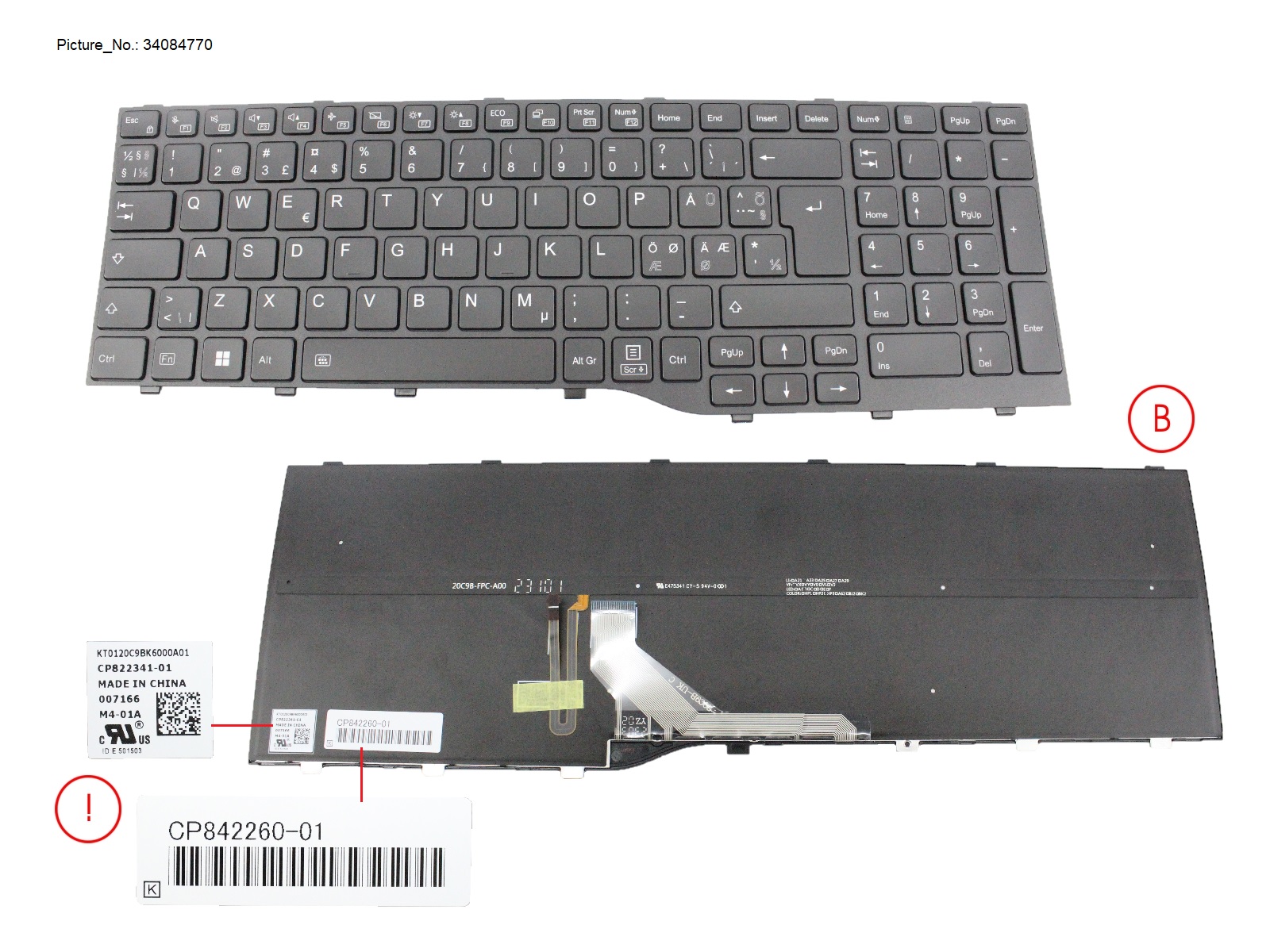 FUJITSU KEYBOARD BLACK W/ BL NORDIC (NEW_FN) FUJITSU KEYBOARD BLACK W/ BL NORDIC (NEW_FN)