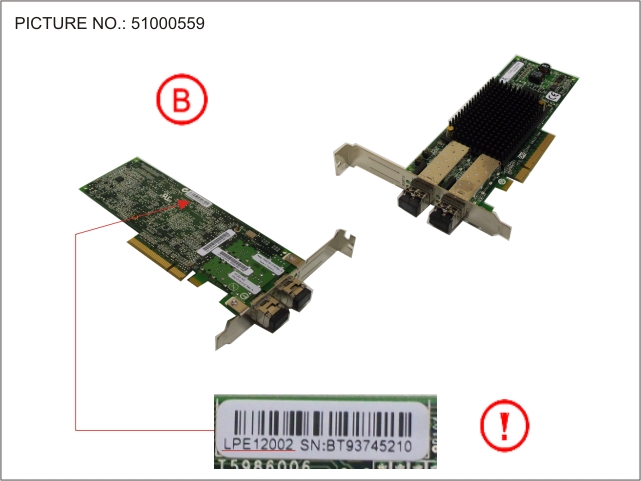 FUJITSU FC CTRL 8GBIT/S LPE12002 MMF LC FH