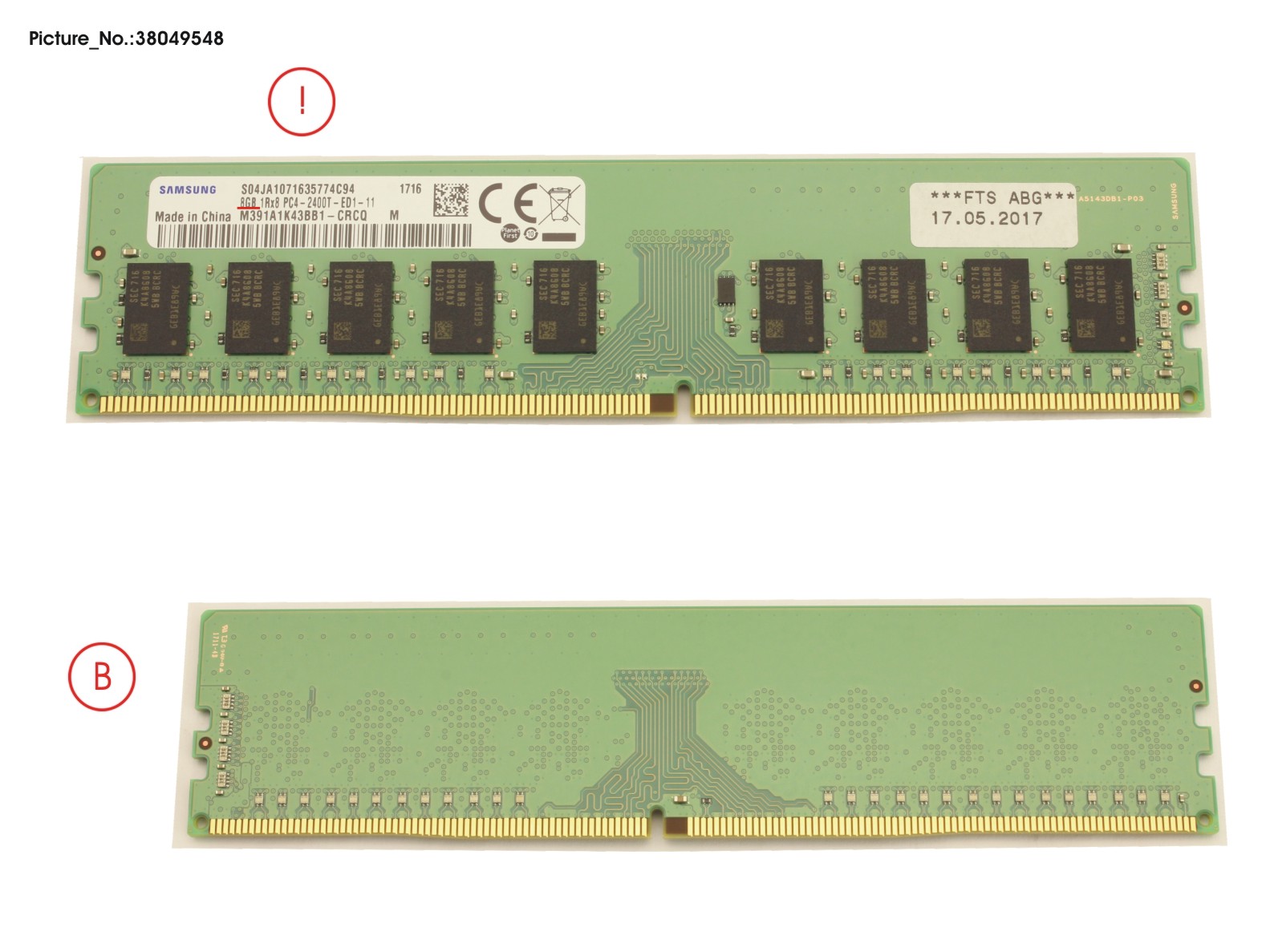 8GB (1X8GB) 1RX8 DDR4-2400 U ECC