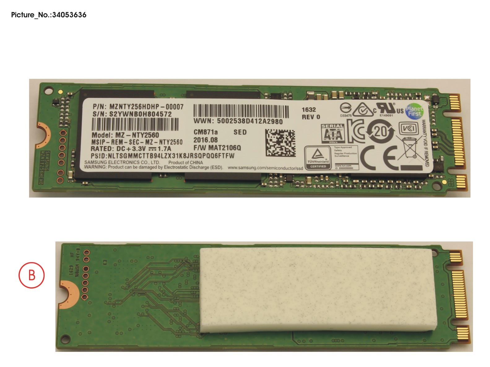 SSD S3 M.2 2280 256GB (FDE) W/RUBBER