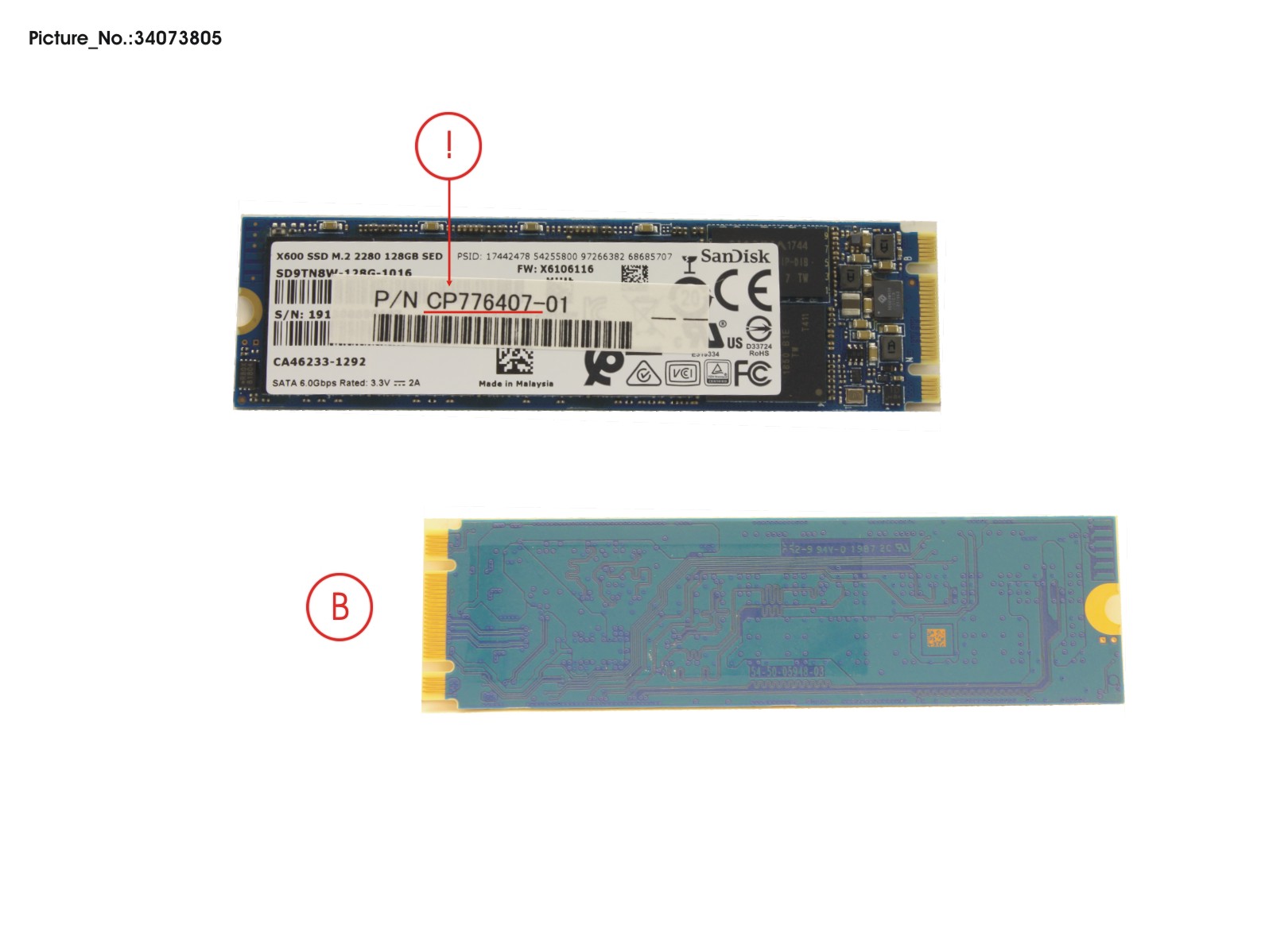 SSD S3 M.2 2280 128GB (OPAL) W/RUBBER