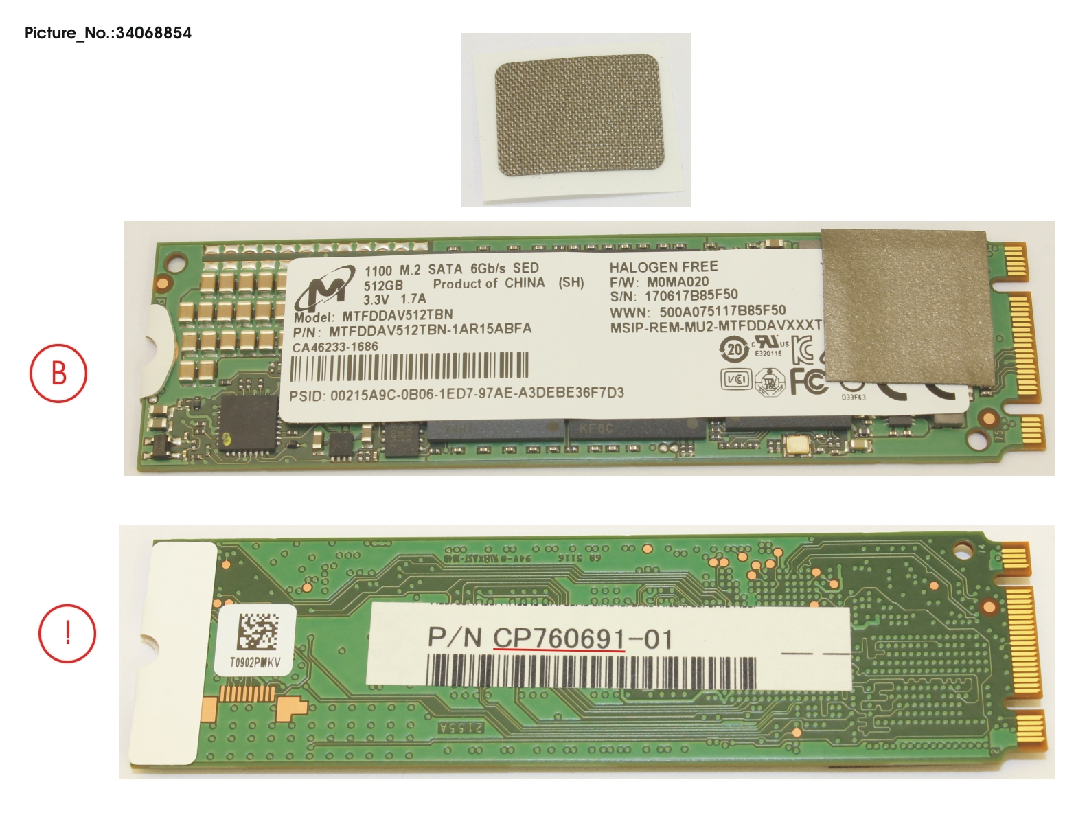 SSD M.2 2280 512GB (OPAL) W/RUBBER