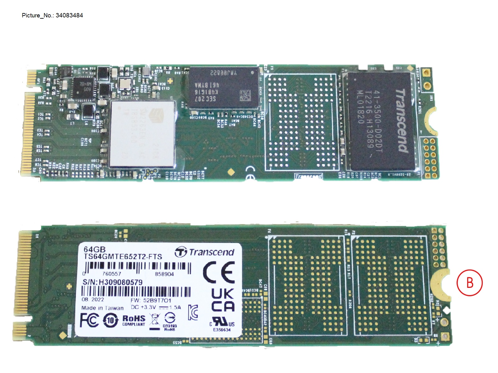SSD PCIE M.2 2280 64GB MTE652T2
