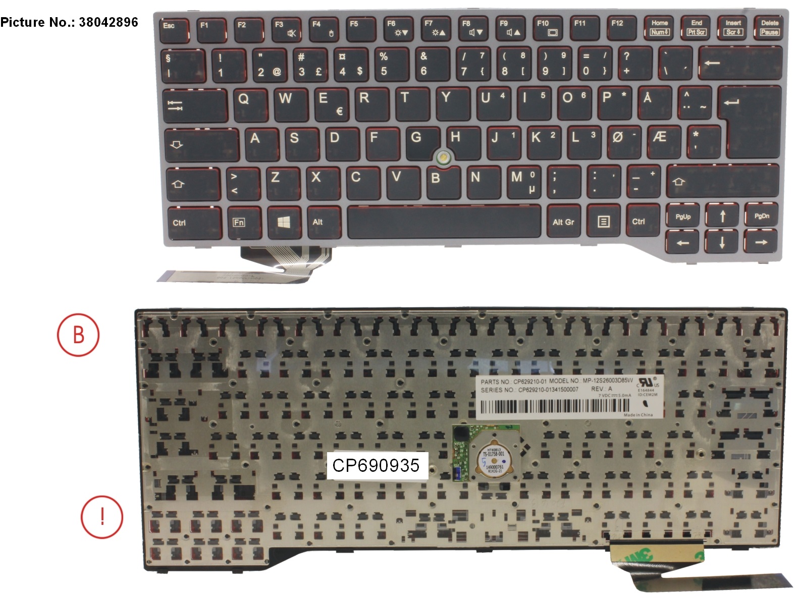 KEYBOARD BLACK W/ TS NORWAY