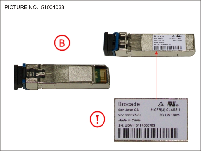 SFP SINGLE MODE FIBRE, 8 GB/S 10 KM