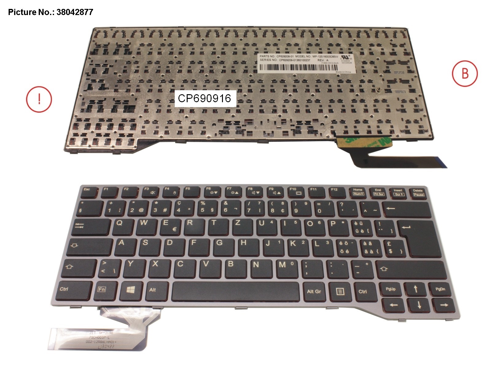 KEYBOARD BLACK W/O TS SWISS