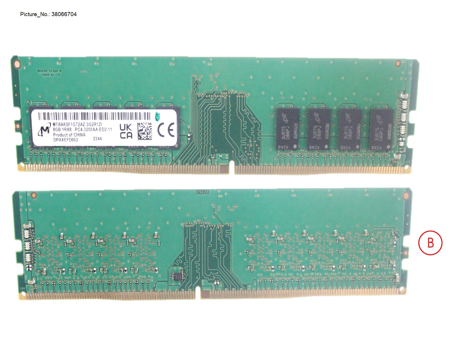 8GB (1X8GB) 1RX8 DDR4-3200 U ECC 8GB (1X8GB) 1RX8 DDR4-3200 U ECC