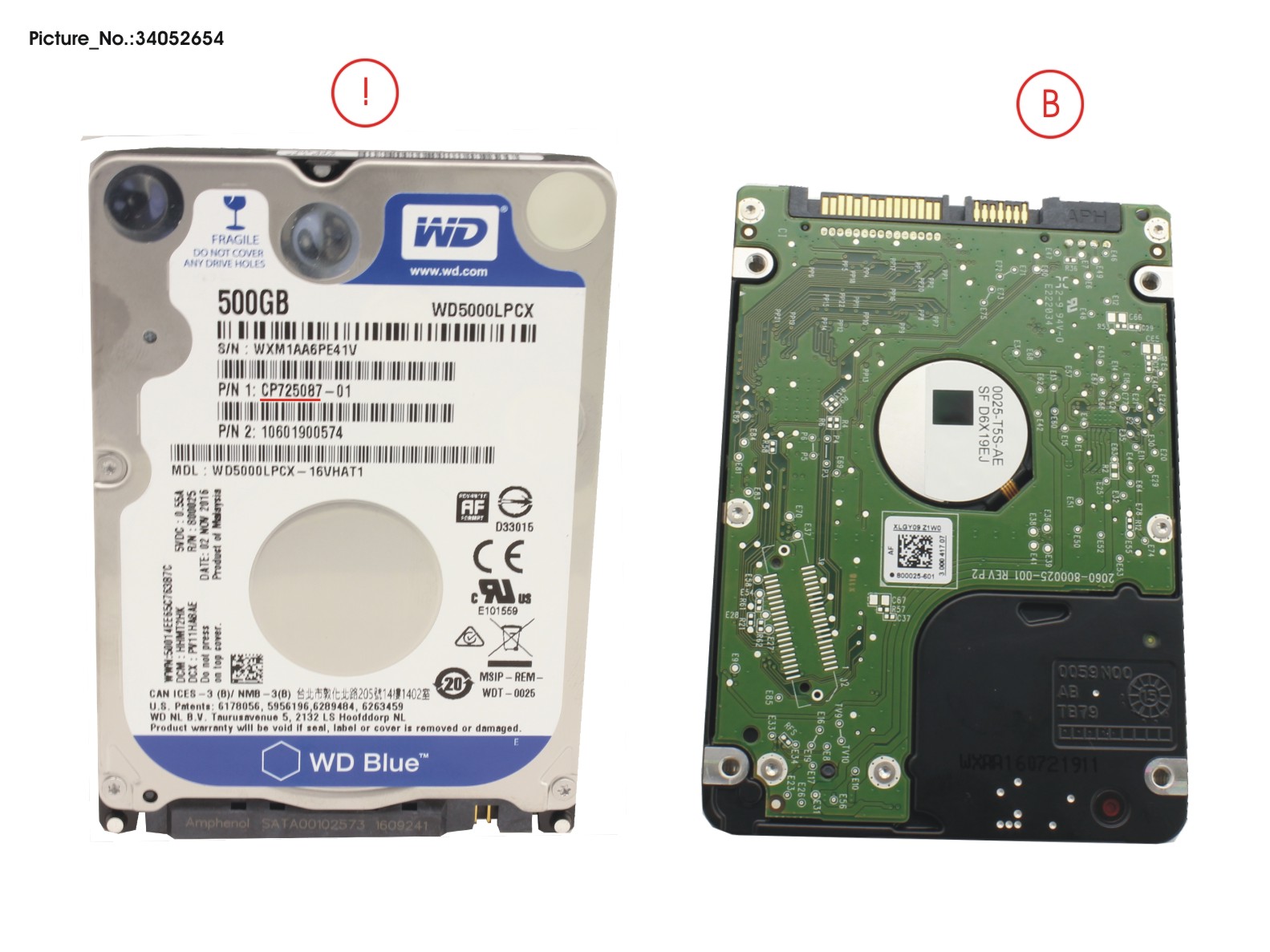 HDD 500GB SATA2-5 S3 5,4K/WD 4K-AF (7MM)