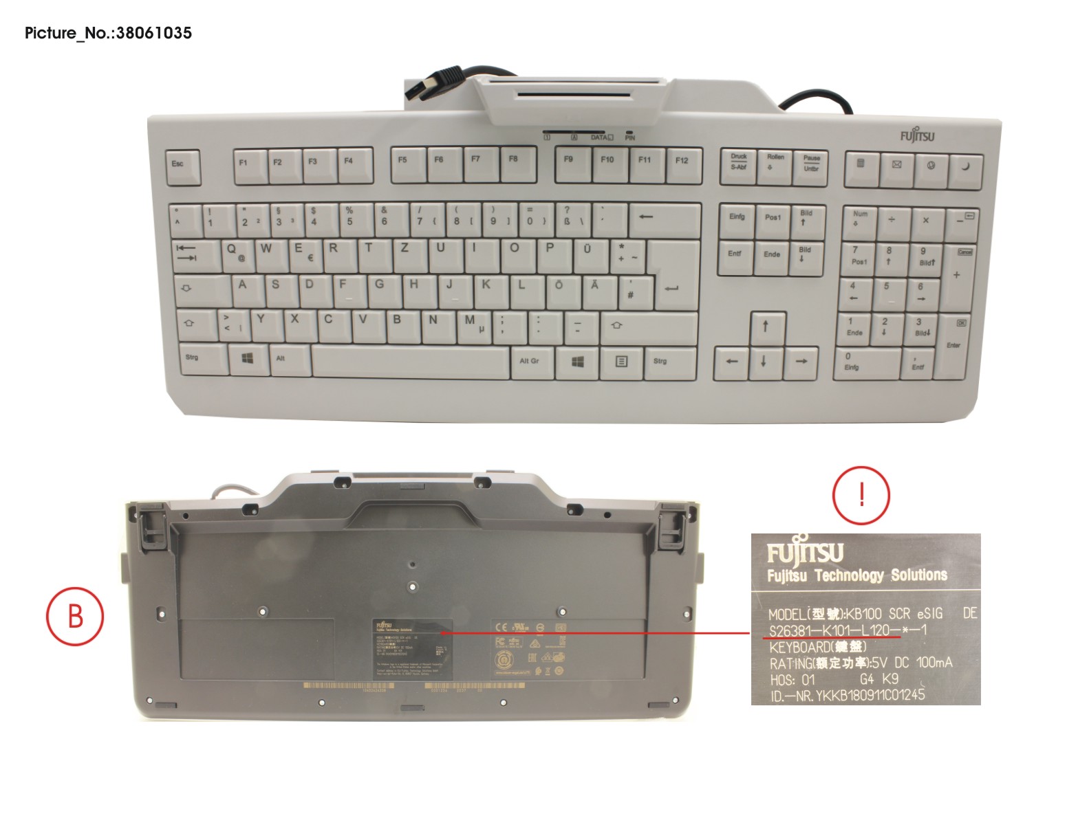 SMARTCARD-KEYBOARD KB100 SCR DE