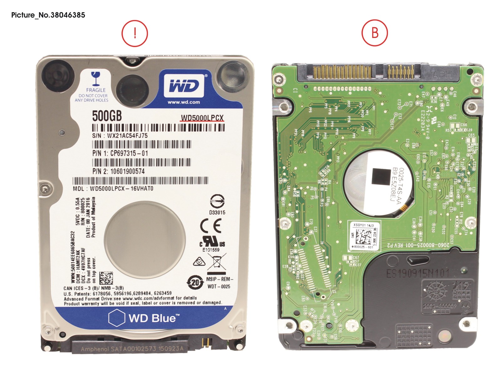 HDD 500GB SATA S3 5.4K 2.5 4K-AF (7MM)