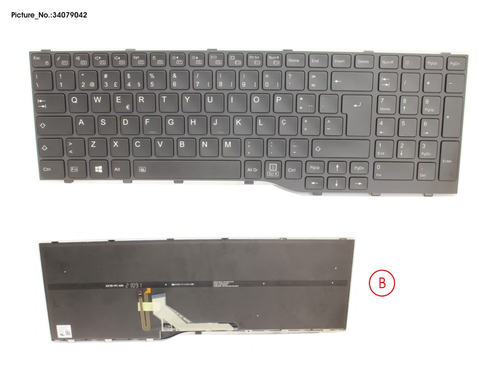 KEYBOARD BLACK W/ BL PORTUGAL