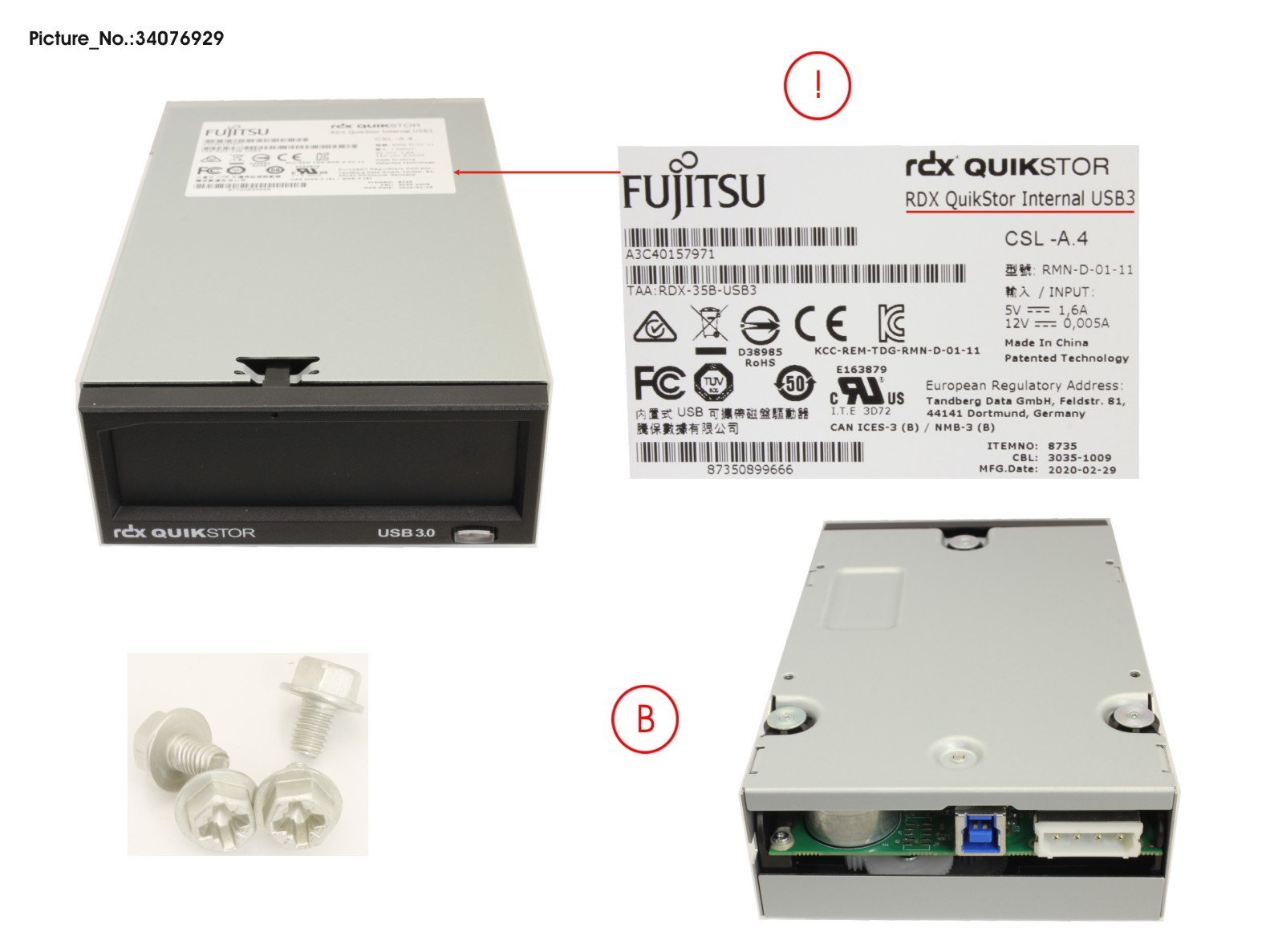 RDX DRIVE USB3.0 3.5 INTERNAL