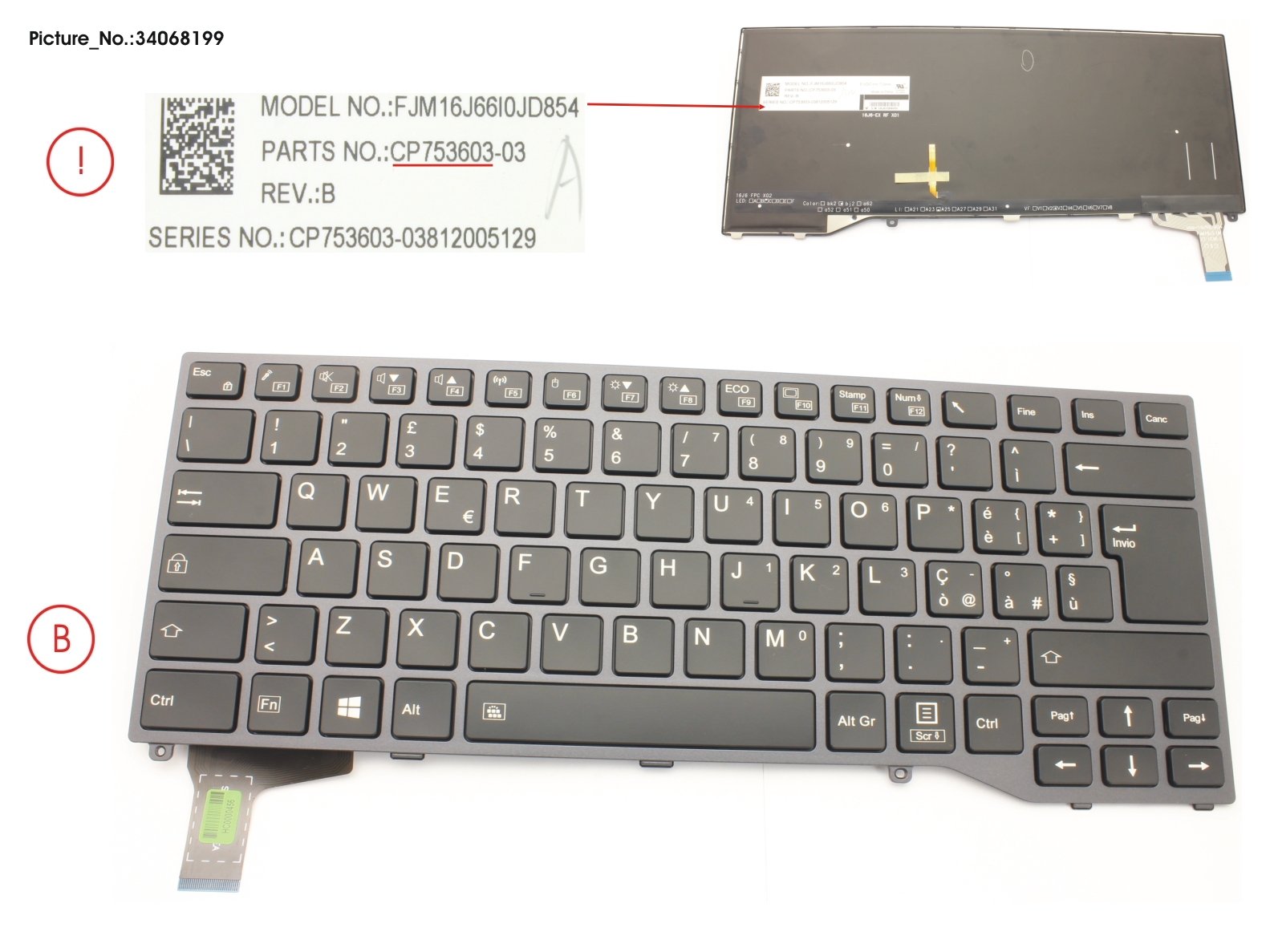 KEYBOARD ITALY W/ BL KEYBOARD ITALY W/ BL