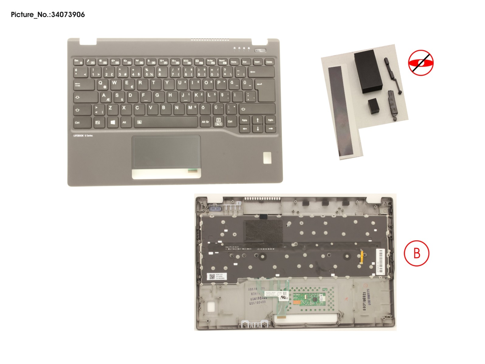 UPPER ASSY INCL. KEYB TURKEY W/FP(TBT)