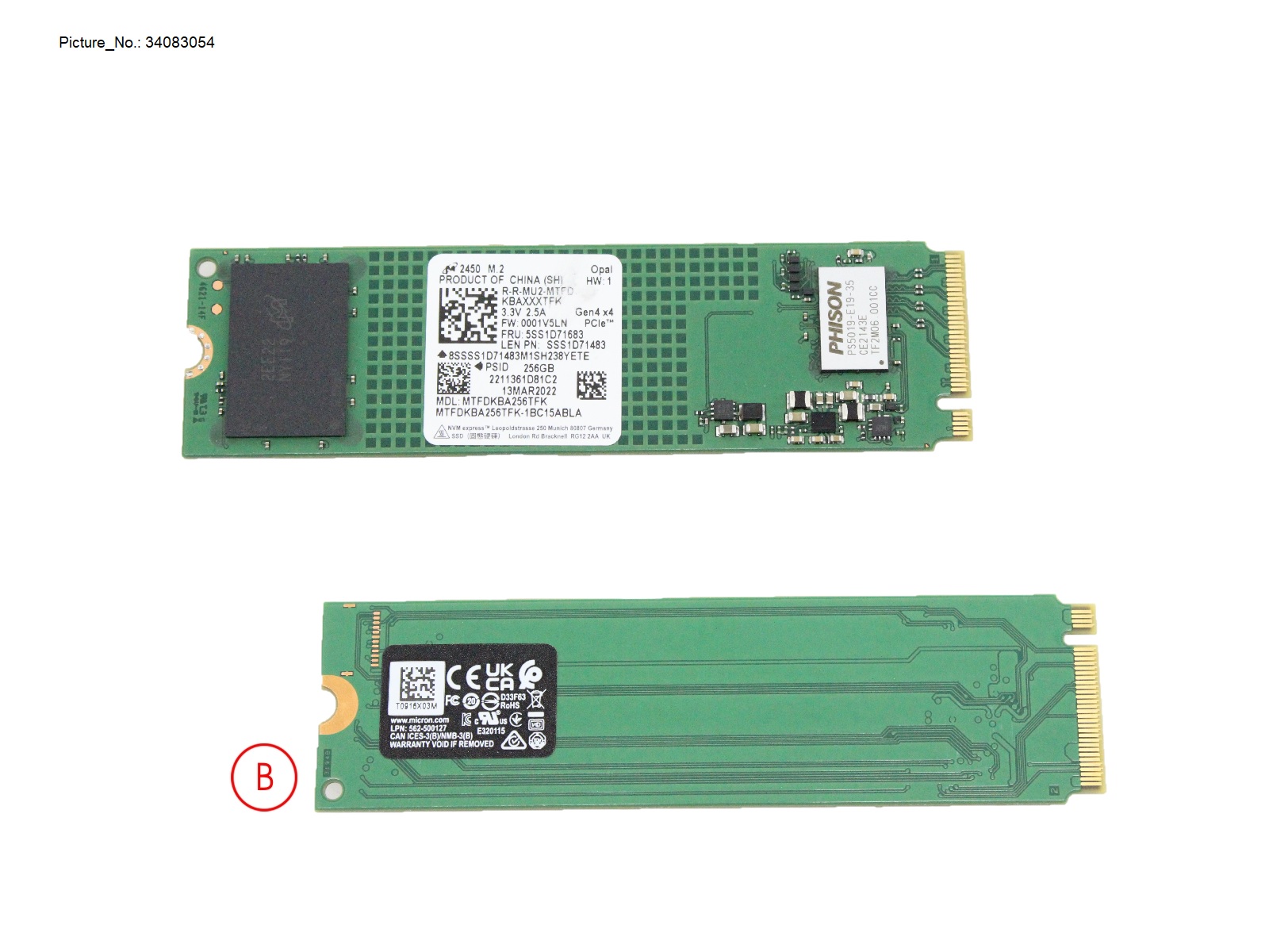 SSD PCIE M.2 2280 256GB 2450 (SED)