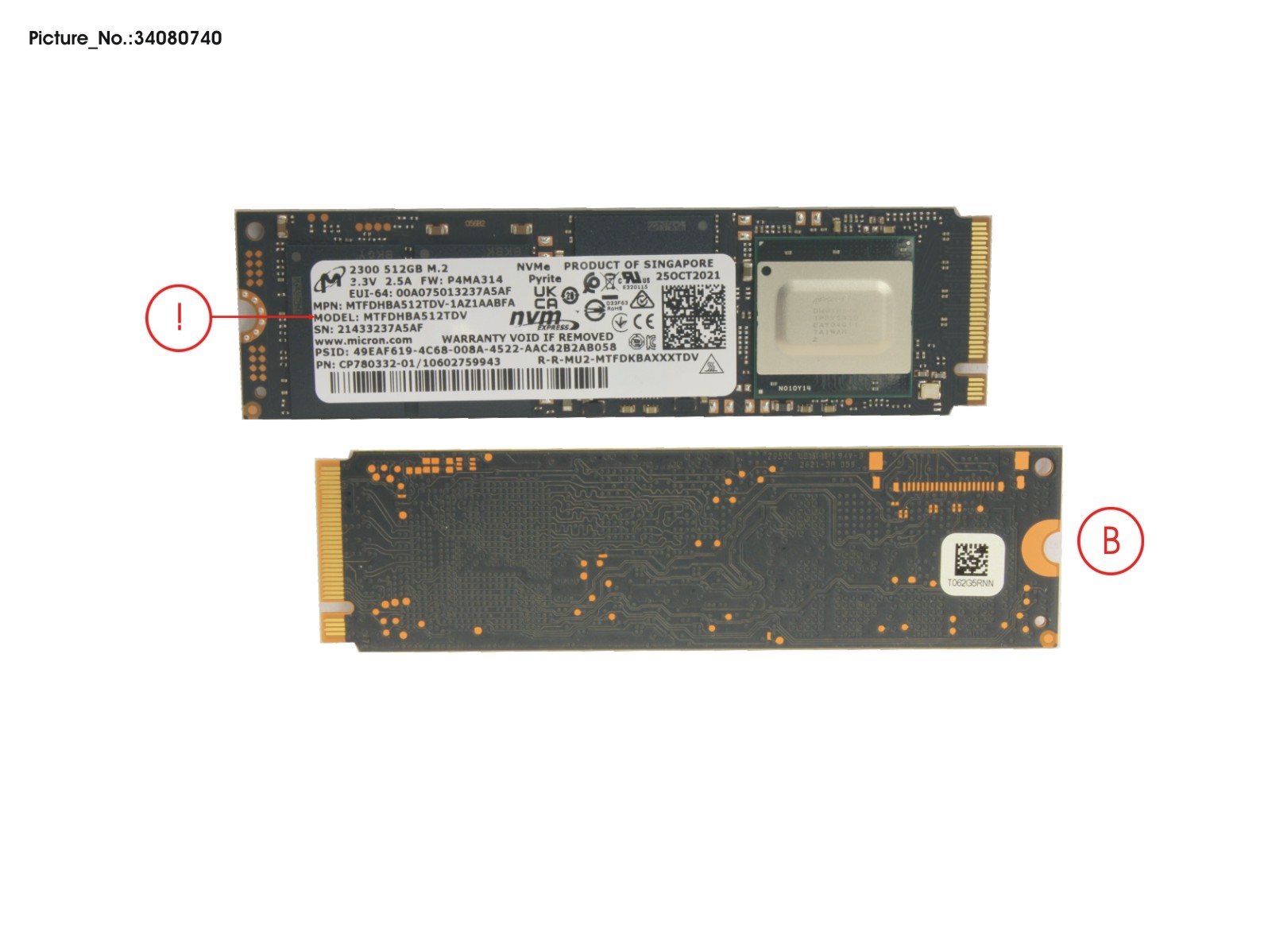 SSD PCIE M.2 2280 512GB 2300