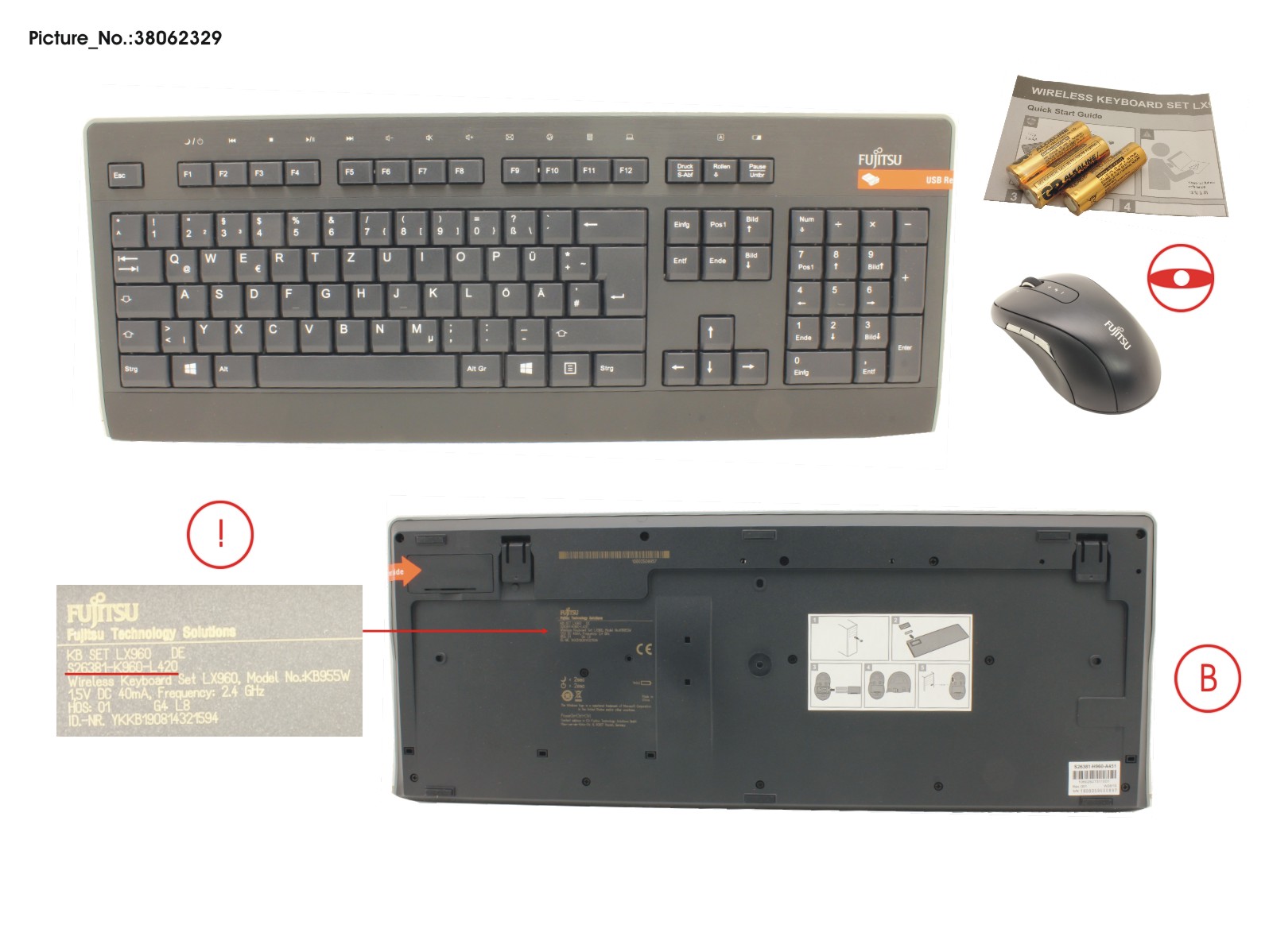 FUJITSU WIRELESS KB MOUSE SET LX960 DE