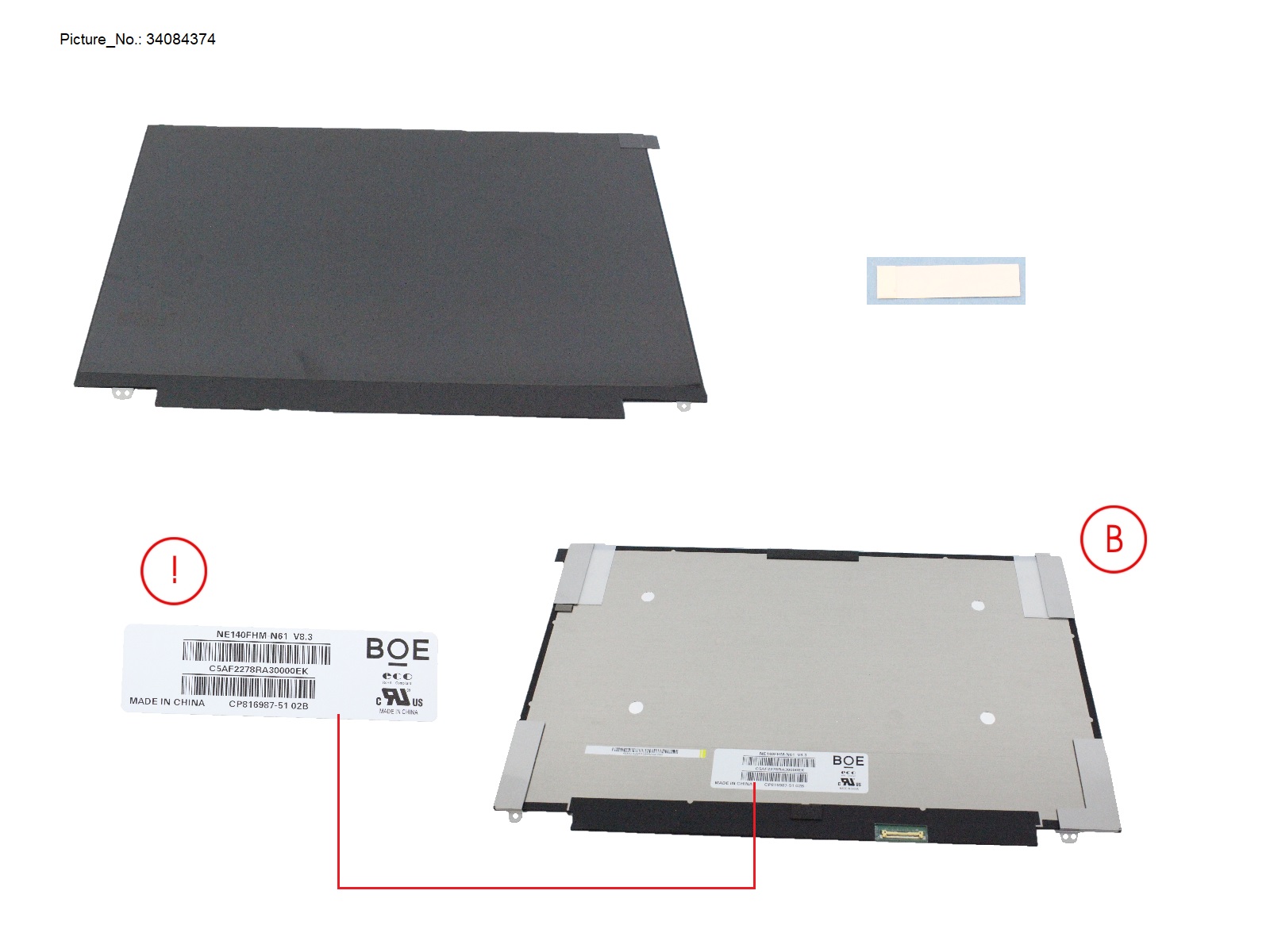 LCD ASSY 14 FHD 400CD W/ PLATE