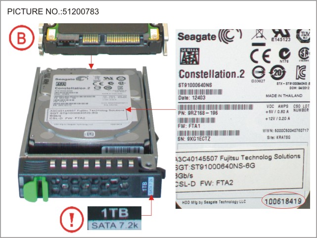 HD SATA 6G 1TB 7.2K HOT PLUG 2,5"