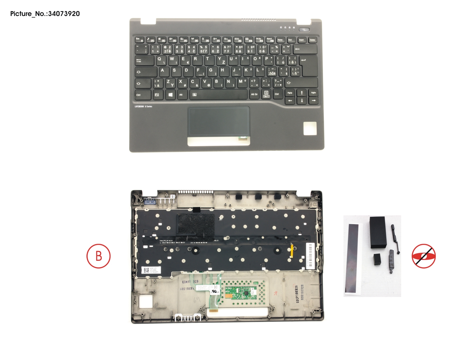 UPPER ASSY INCL. KEYB CZ/SLO FOR PV